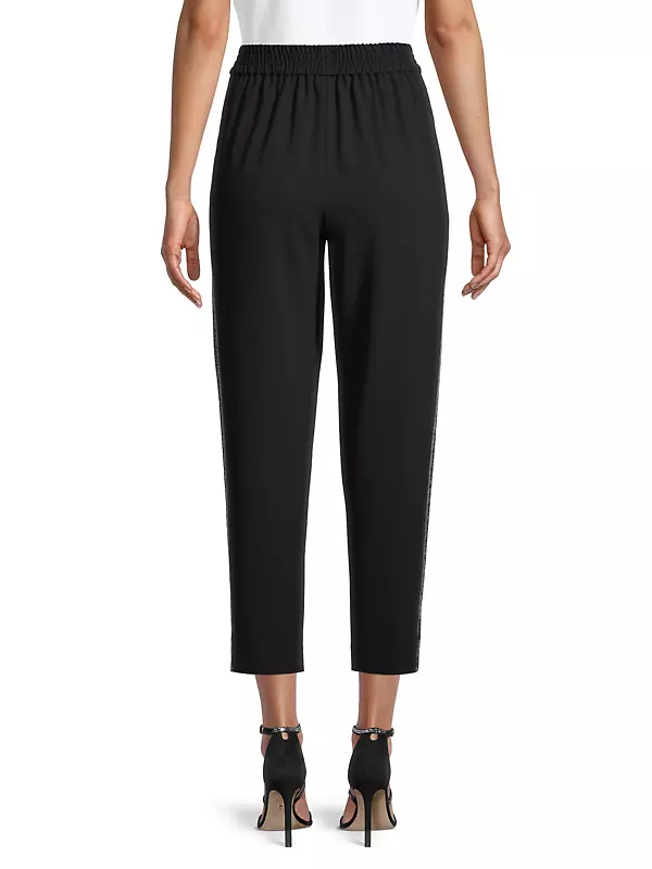Stefania Embroidered Crepe Trousers