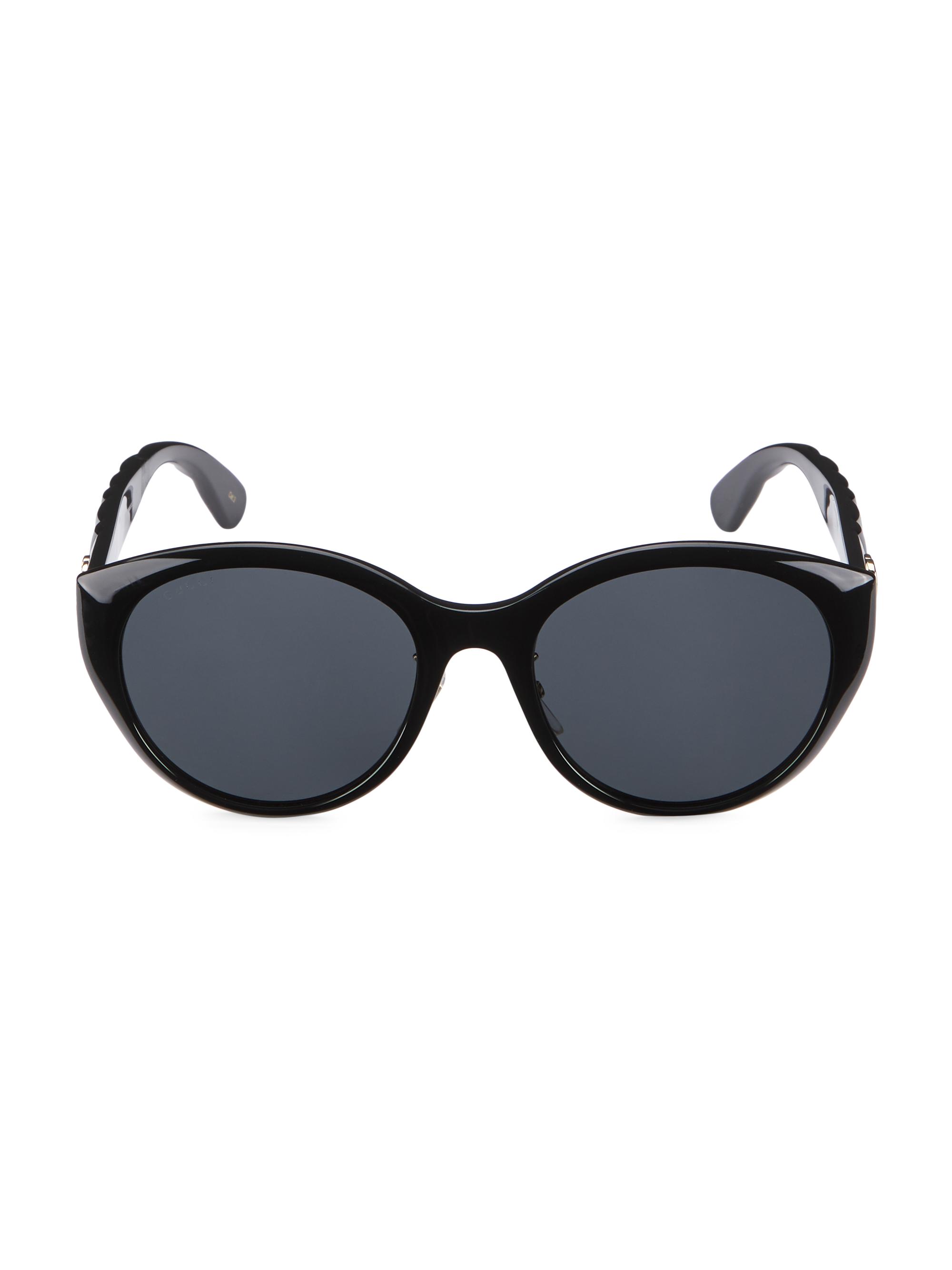 Gucci Women's 56MM Round Cat Eye Sunglasses - Black Black Grey