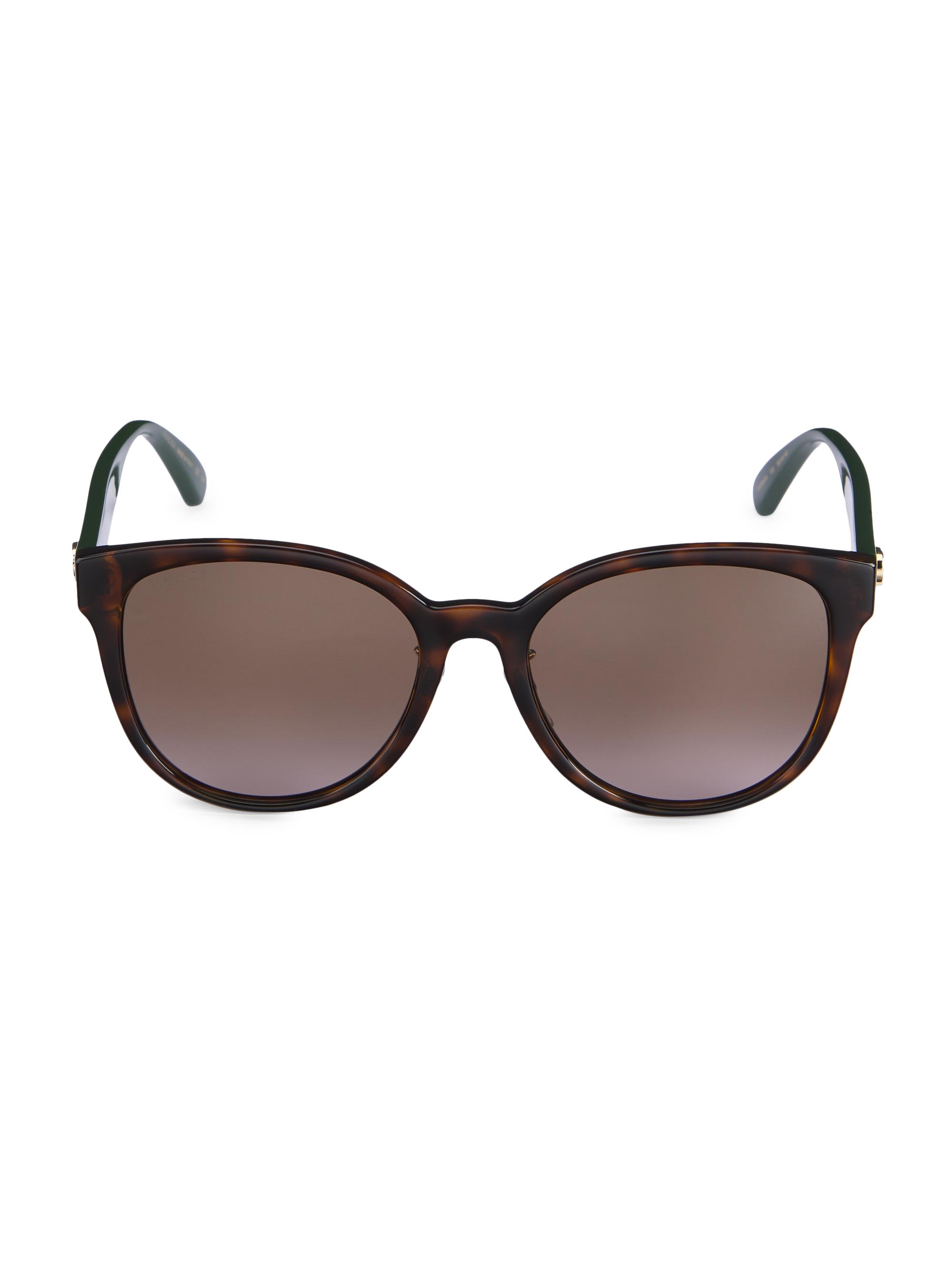 Gucci Women's 56MM Round Sunglasses - Havana Green Brown