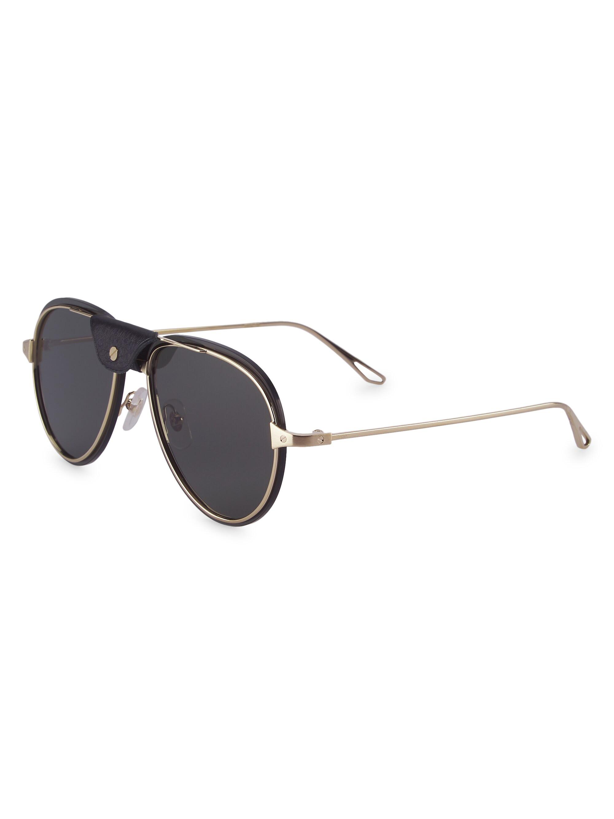 Cartier Men's Core Range 60MM Aviator Sunglasses - Gold Grey