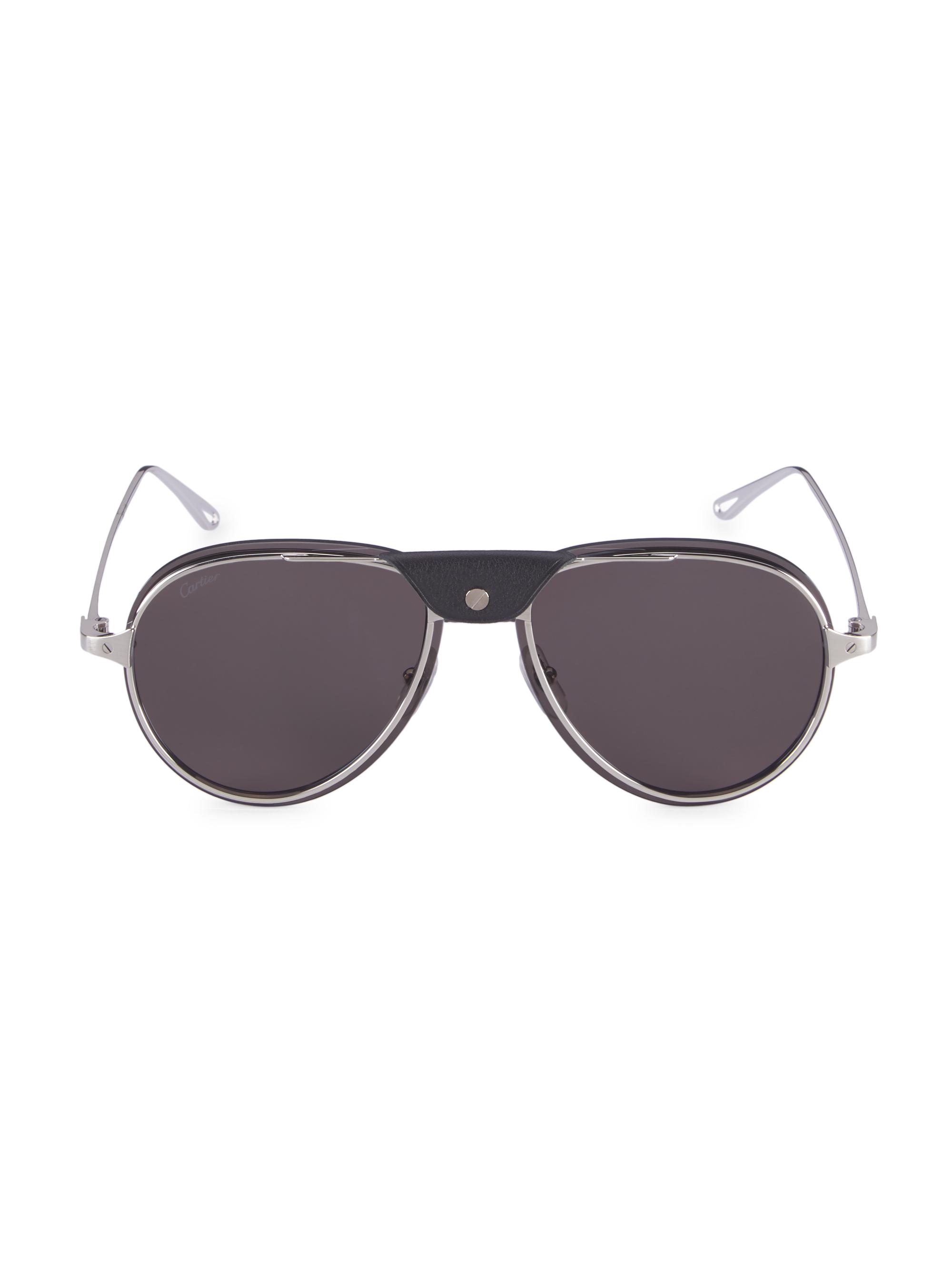 Cartier Men's Core Range 60MM Aviator Sunglasses - Gold Grey