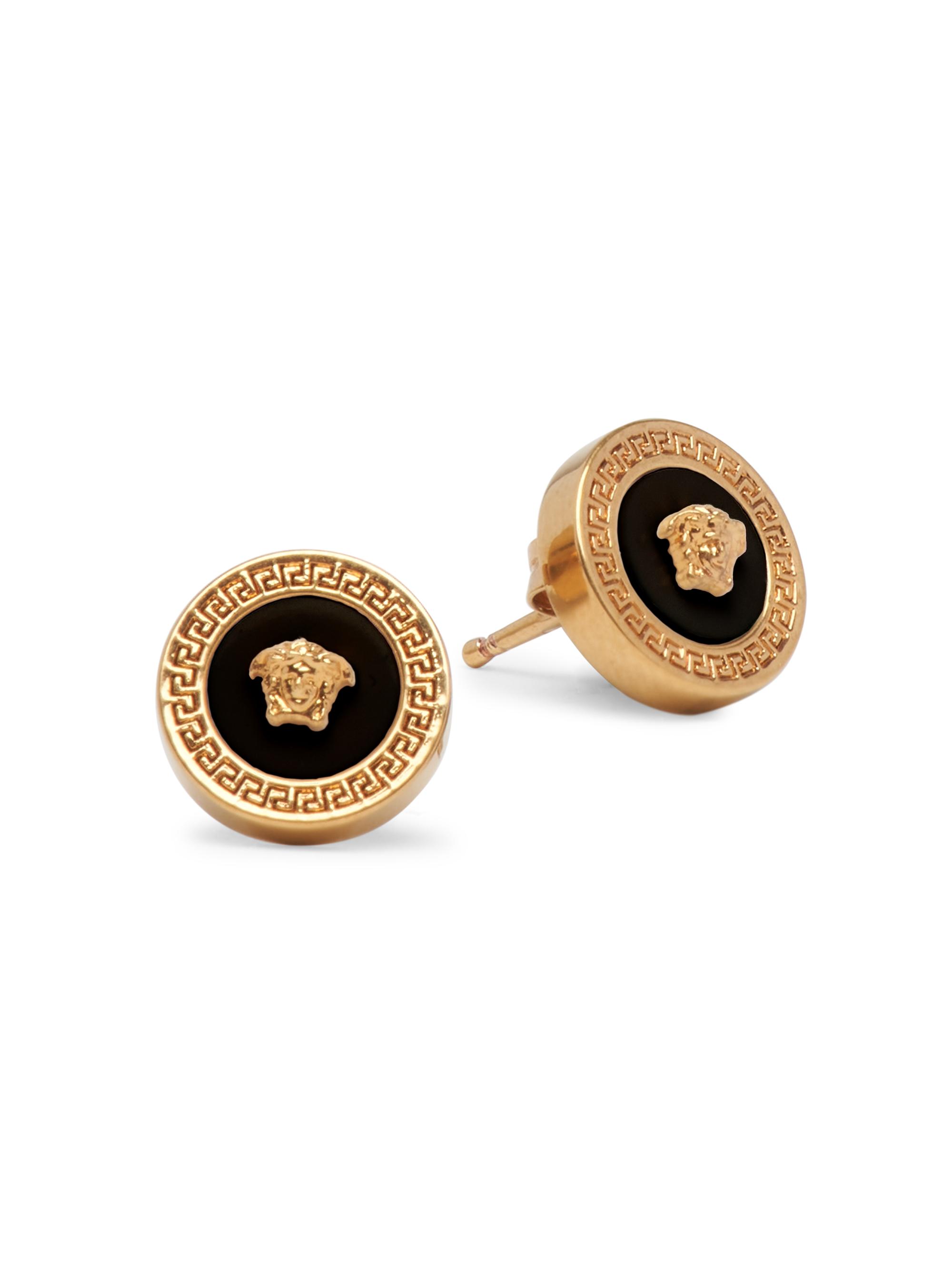 Versace Men's Icon Medusa Stud Earrings - Black
