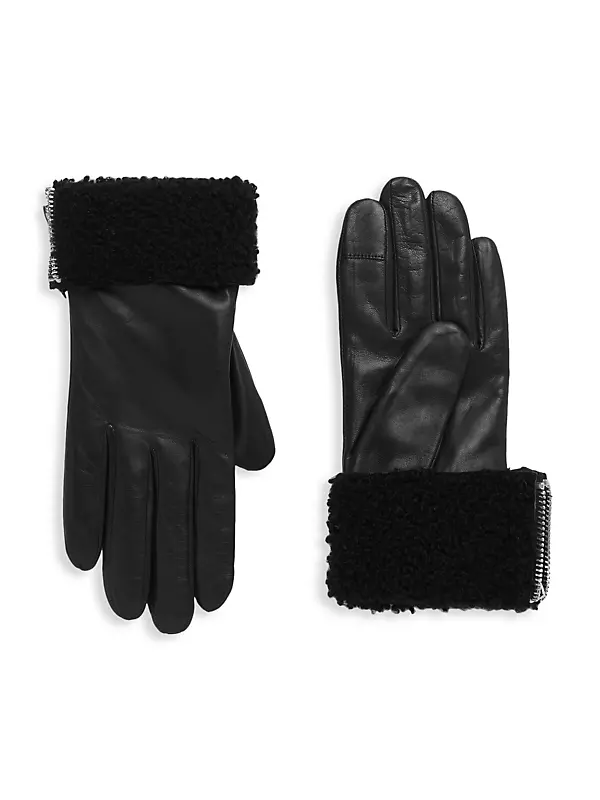 Touch Tech Leather & Shearling Gloves