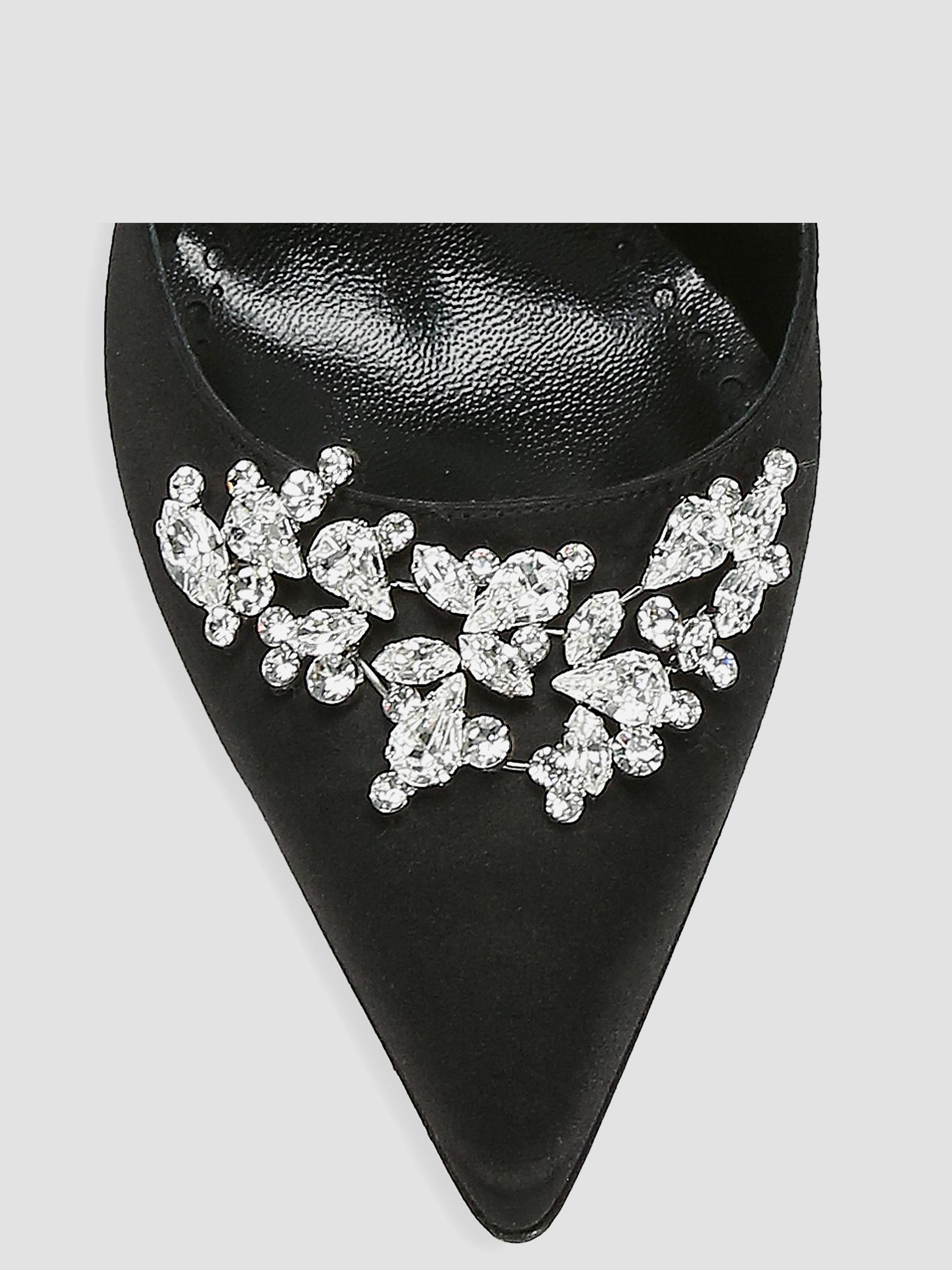 Manolo Blahnik Lurum 90MM Embellished Satin Mules | Saks Fifth Avenue