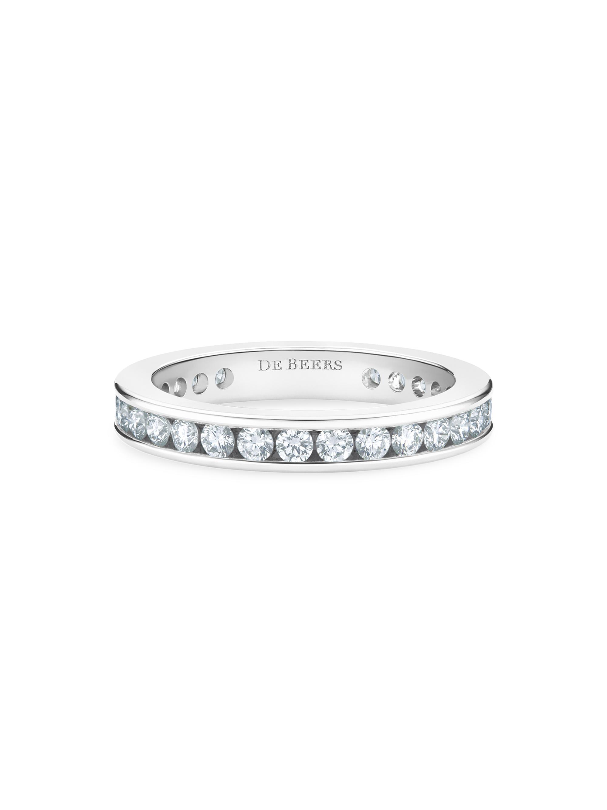 De Beers Jewellers Women's Platinum & Channel-Set Natural Diamond Eternity Band/3MM - White