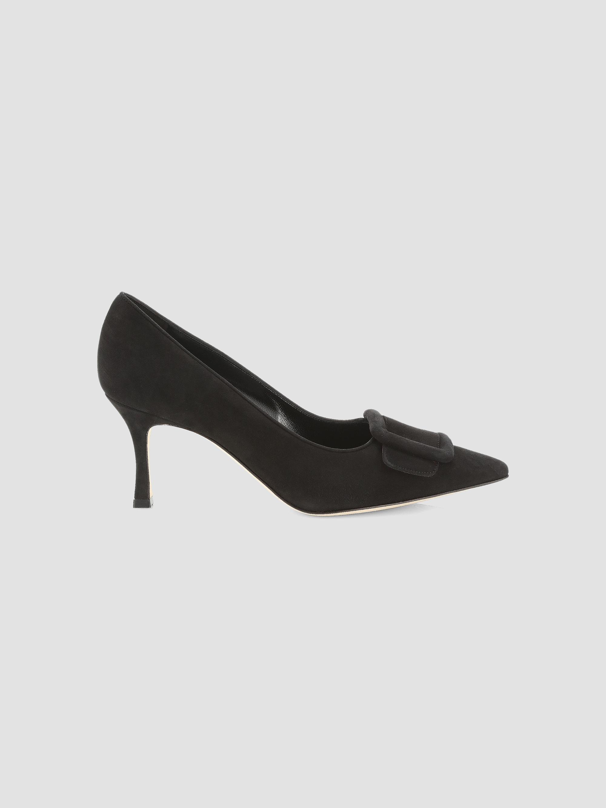 Manolo Blahnik Women's Maysale 70MM Suede Pumps - Black | Thumbnail 7