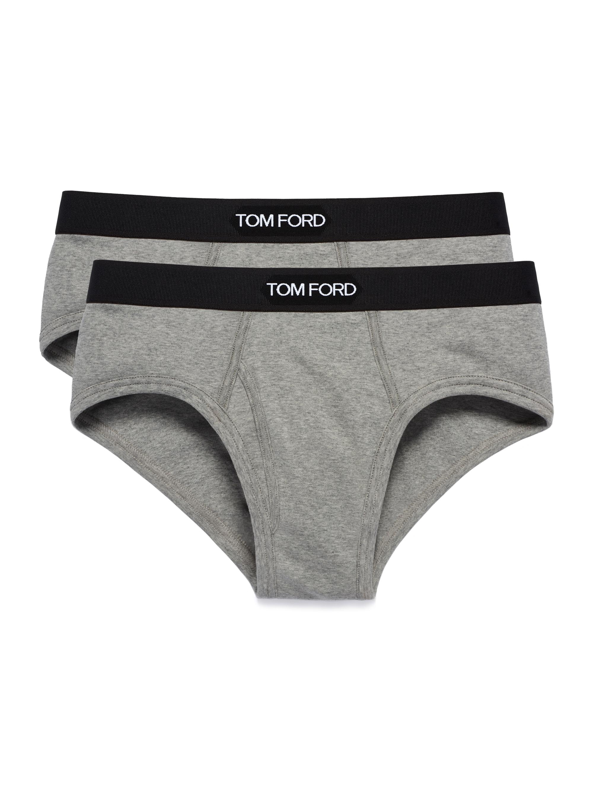 TOM FORD Men's 2-Pack Stretch-Cotton Logo Briefs - Black