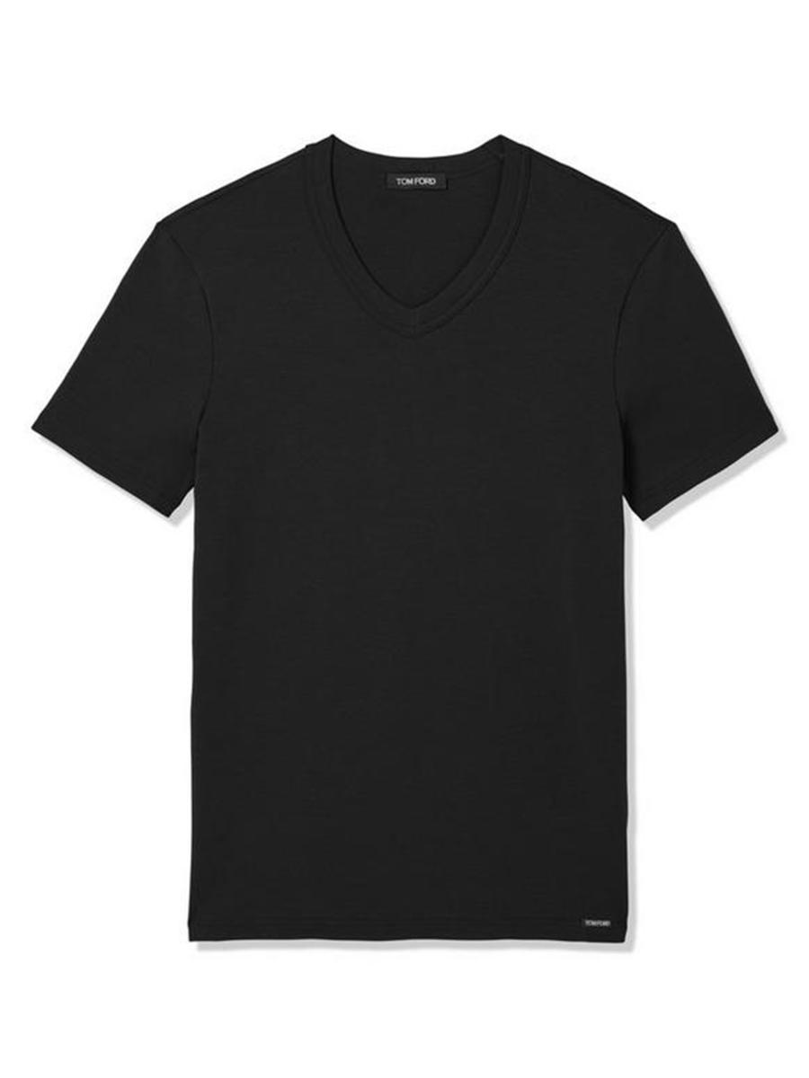 Tシャツ・カットソー Tom Ford Black Stretch Cotton T-Shirt Stretch-cotton V-neck T-shirt in black - Tom Ford | Mytheresa