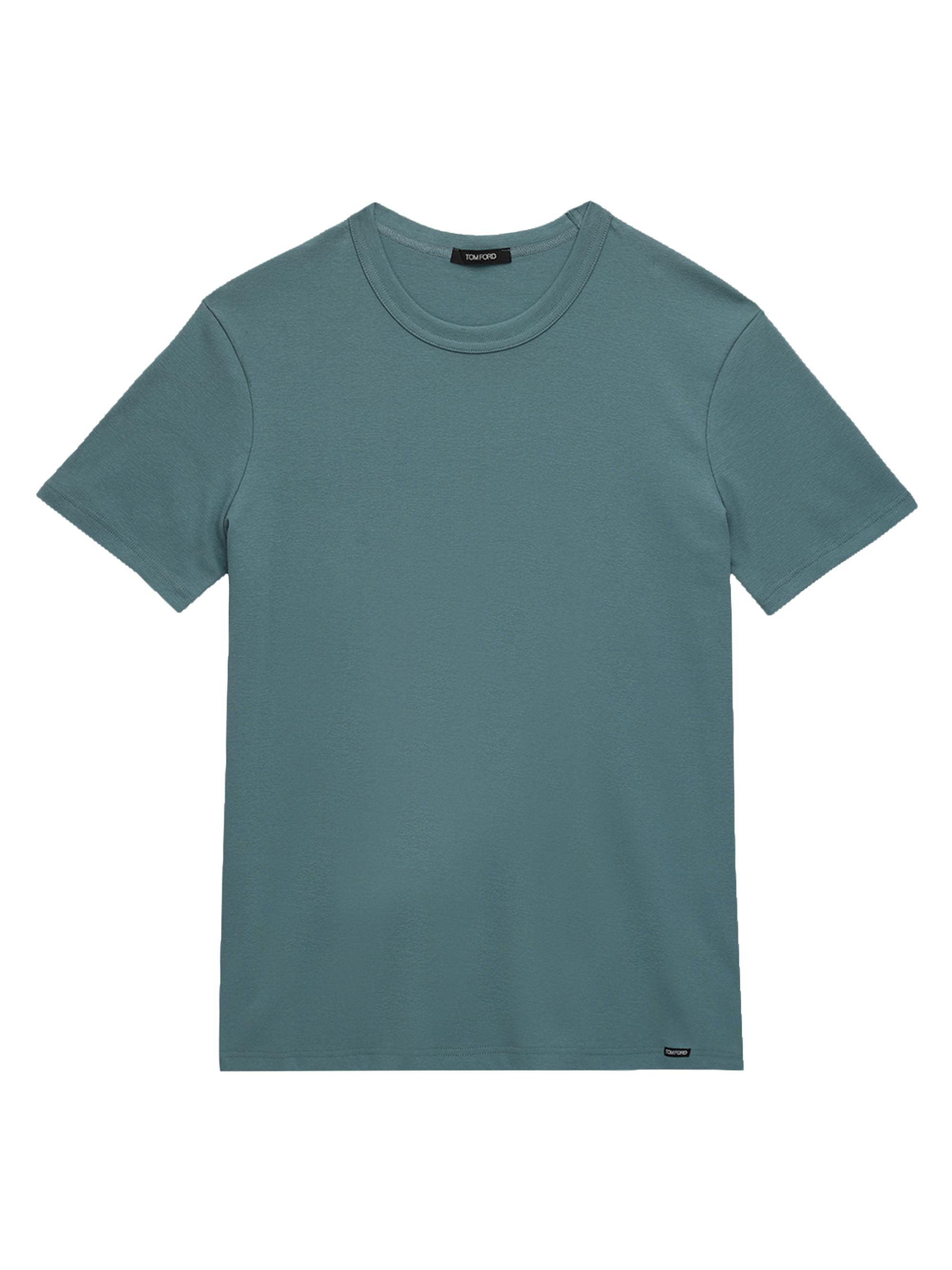 TOM FORD Men's Stretch-Cotton Crewneck T-Shirt - Teal