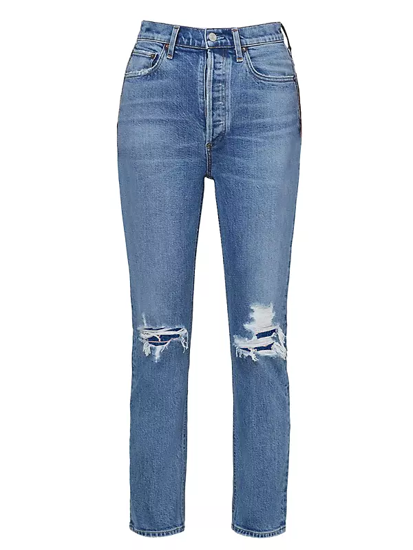 Whiplash Riley High-Rise Distressed Stretch Straight-Leg Jeans