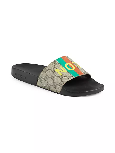 Shop Gucci Men's Fake/Not Print Pursuit GG Supreme Slide Sandals