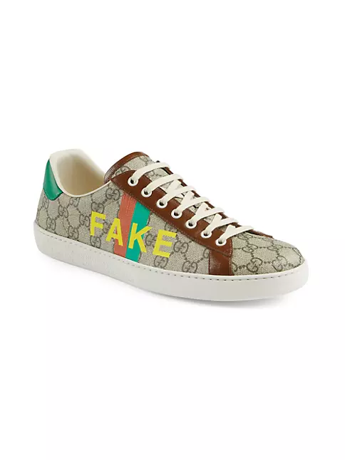 Shop Gucci Men's New Ace Fake/Not Print Saks Fifth Avenue