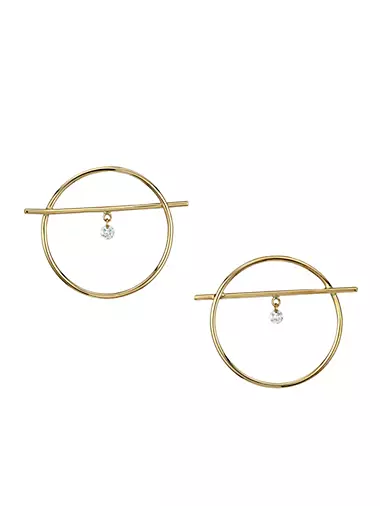 Fibule 18K Yellow Gold & Diamond Extra-Small Front-Facing Hoop Earrings