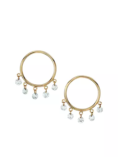 Bohème 18K Yellow Gold & Diamond Hoop Earrings