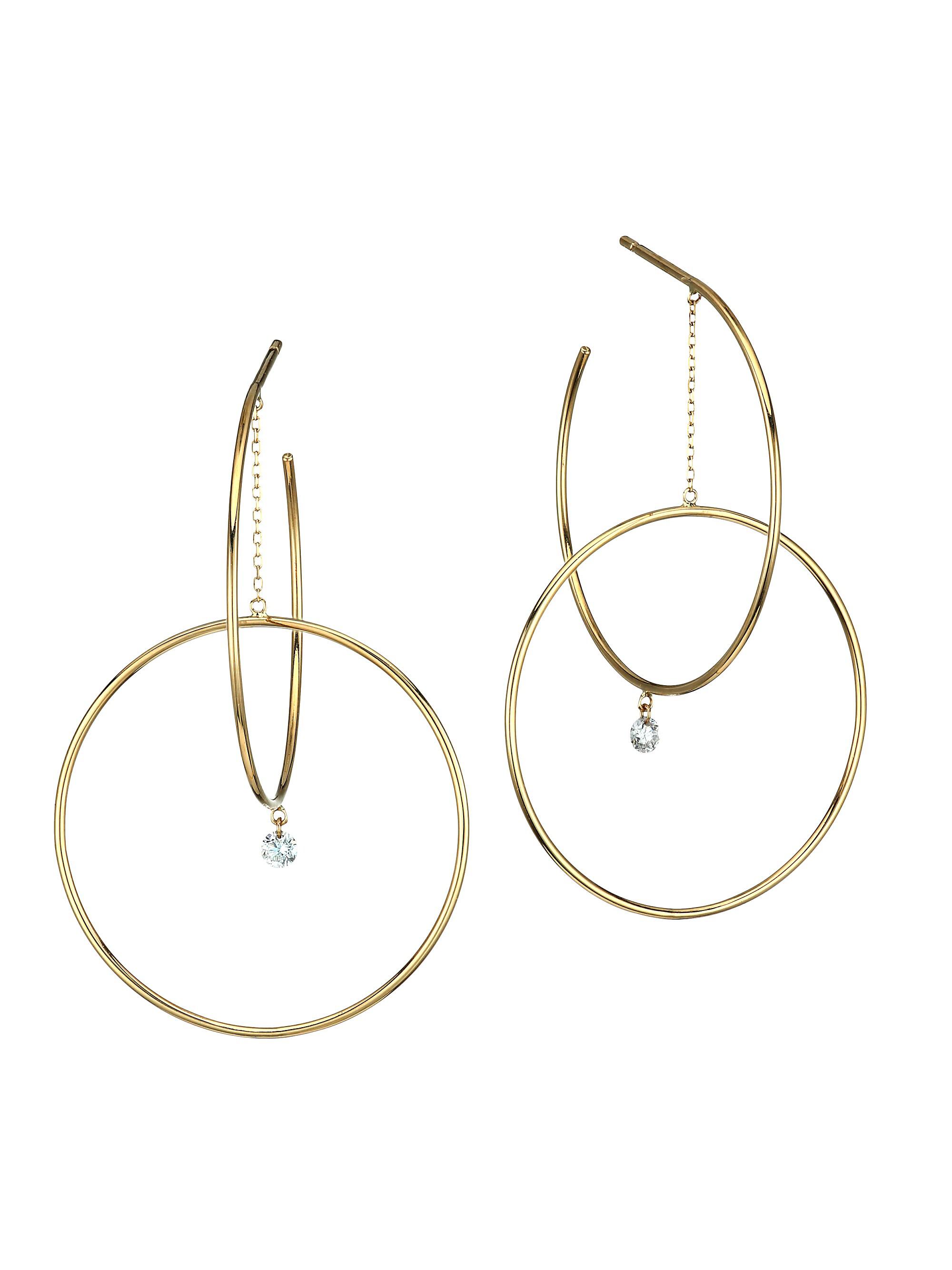 Persée Women's Turn Around 18K Yellow Gold & Diamond Orbiting Hoop Earrings - Gold