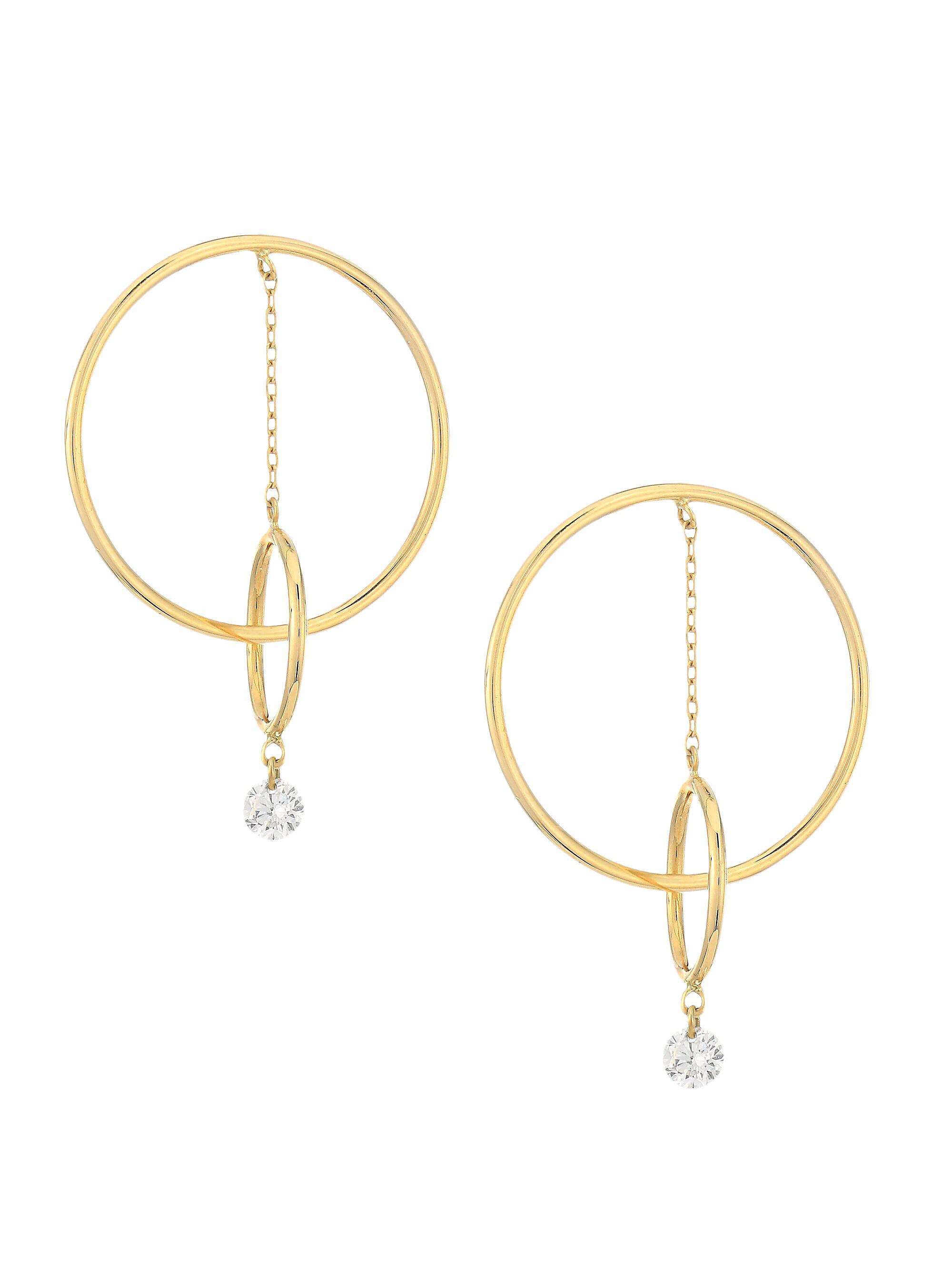 Persée Women's Turn Around 18K Yellow Gold & Diamond Hoop Earrings - Gold