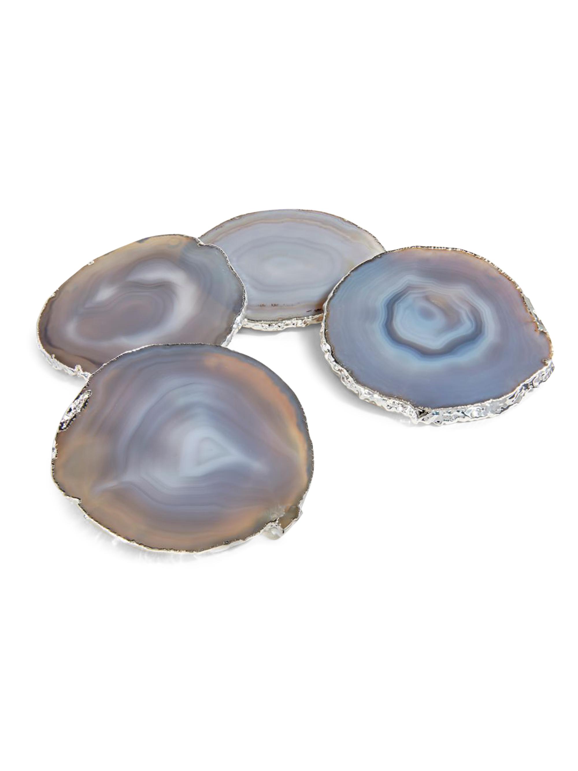 Lumino 4-Piece Agate & Pure Silver Coaster Set