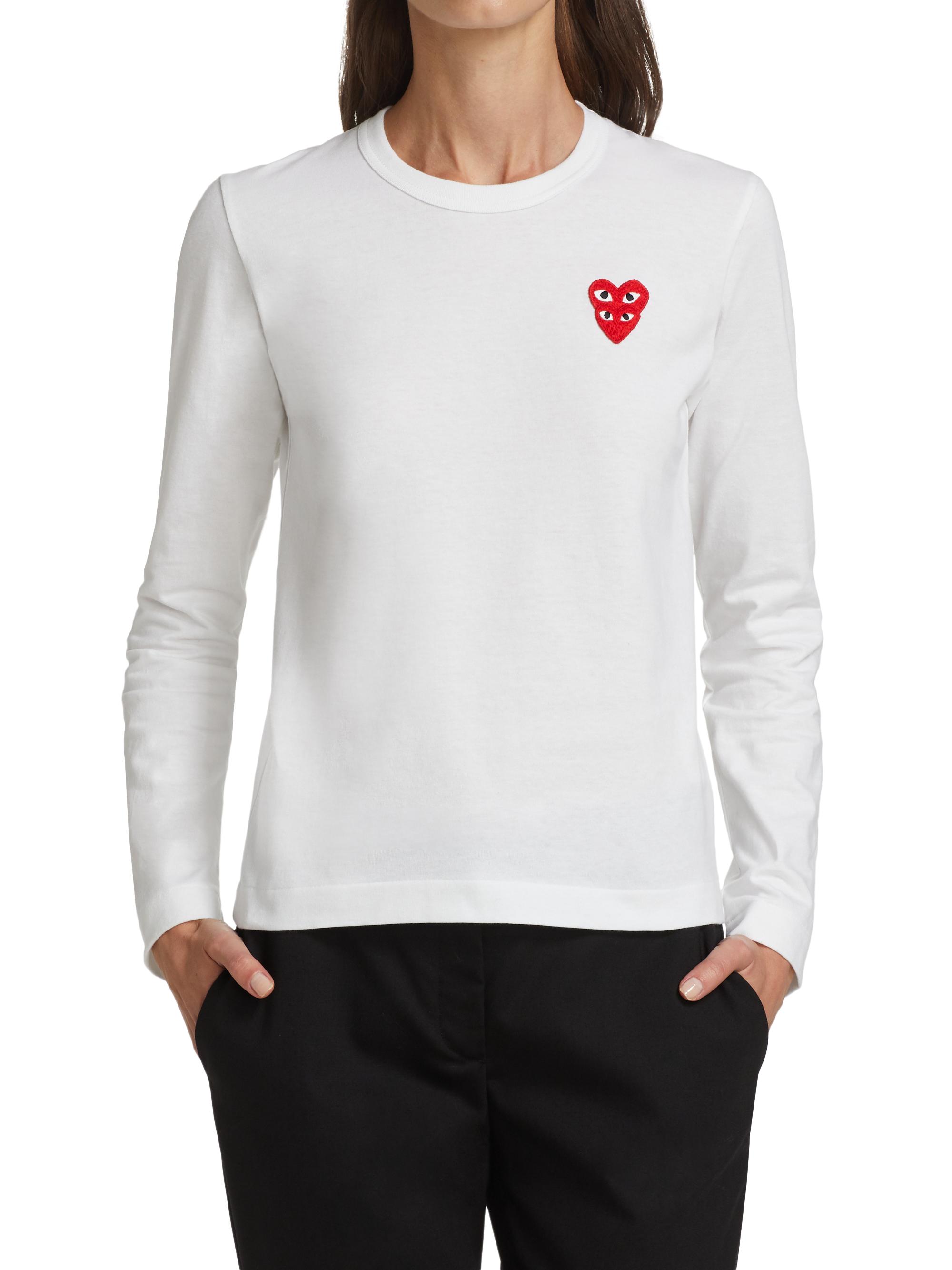 Comme des Garçons PLAY Women's Long-Sleeve Double Heart T-Shirt - White | Thumbnail 3