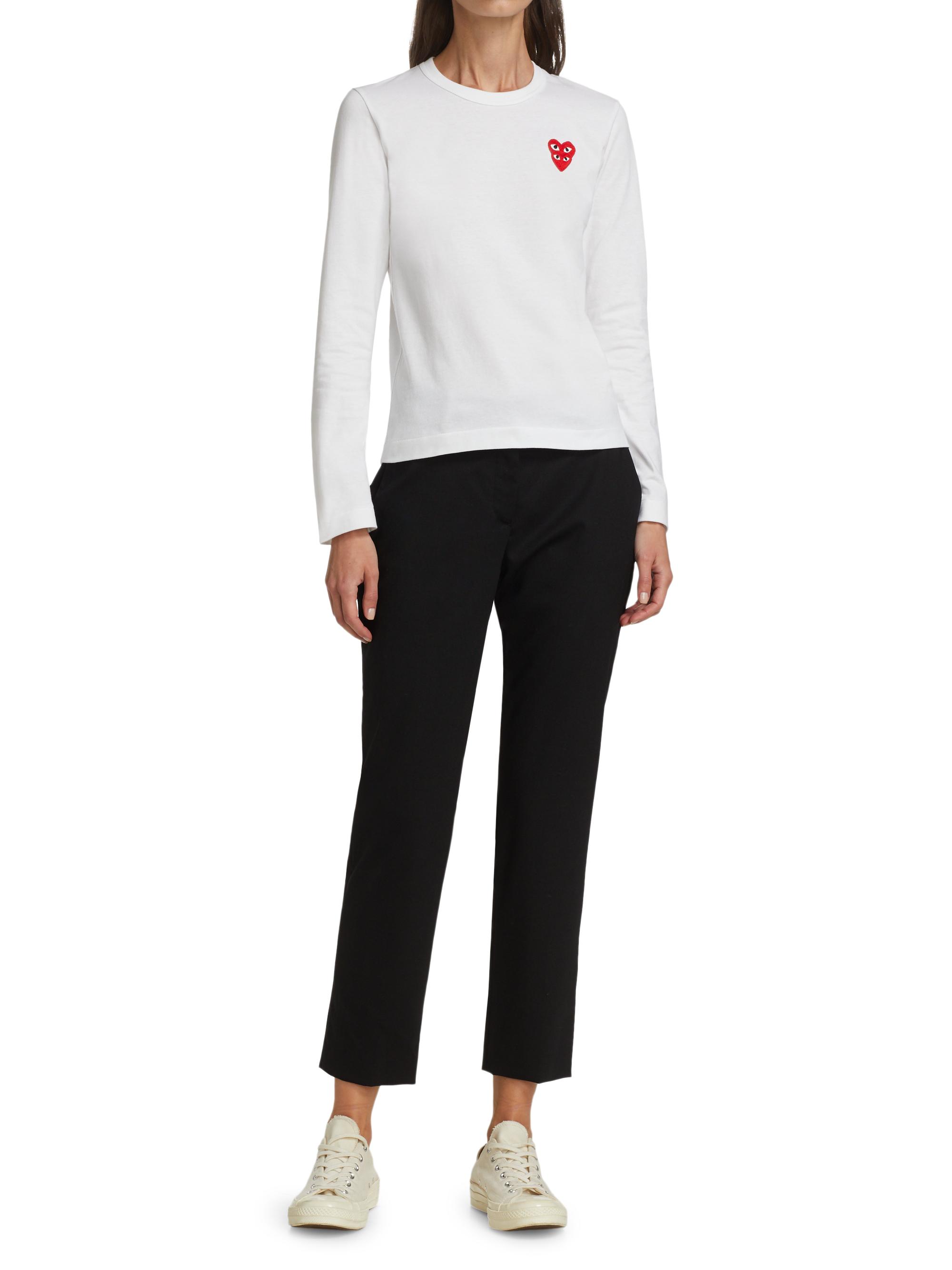 Comme des Garçons PLAY Women's Long-Sleeve Double Heart T-Shirt - White | Thumbnail 2