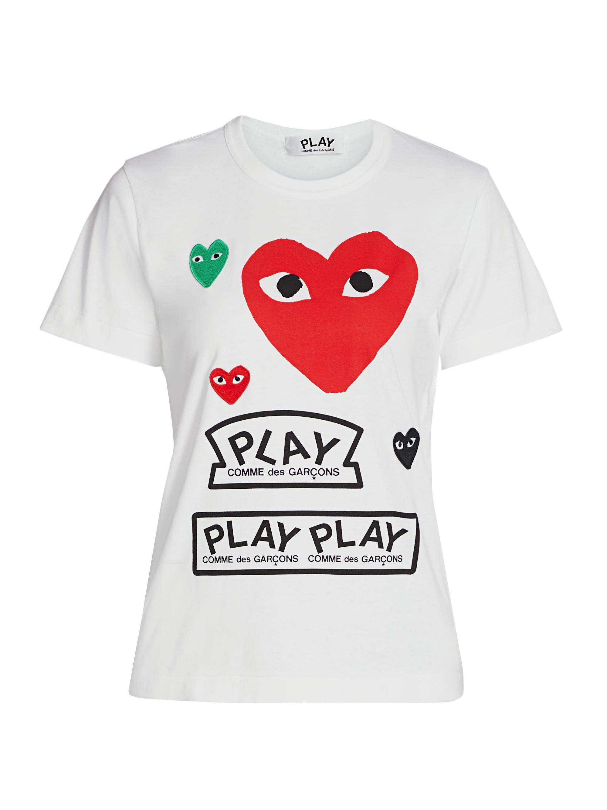 Comme des Garçons PLAY Women's Large Heart Play T-Shirt - White