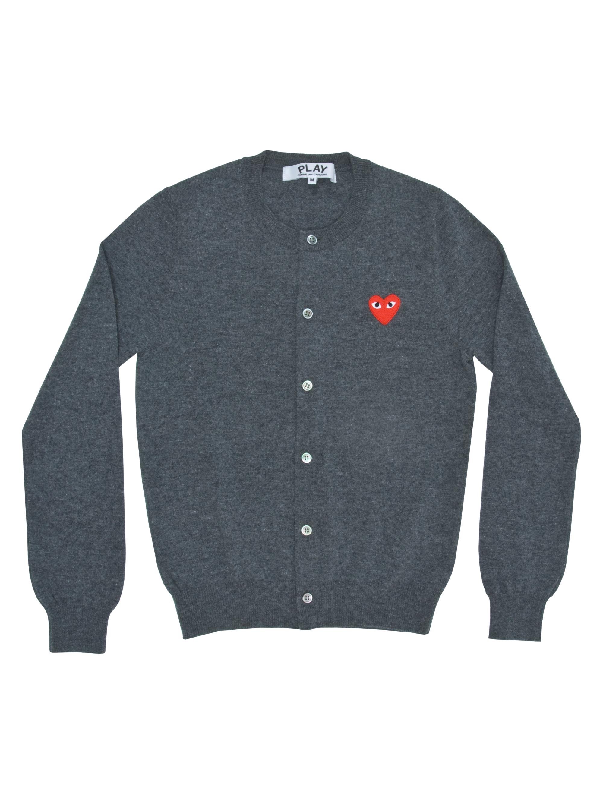 Comme des Garçons PLAY Women's Heart Wool Cardigan - Grey