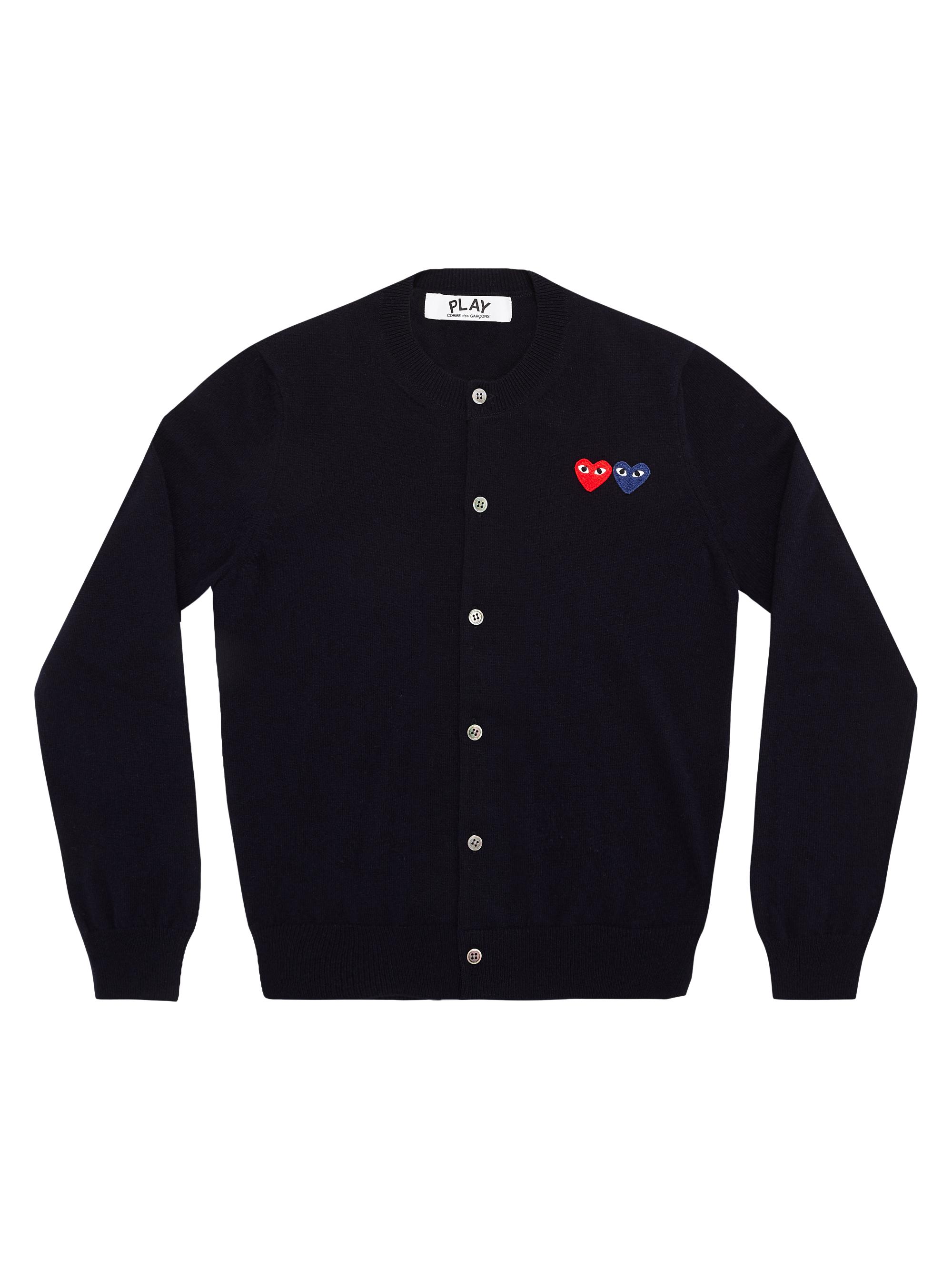 Comme des Garçons PLAY Women's Double Heart Wool Cardigan - Navy