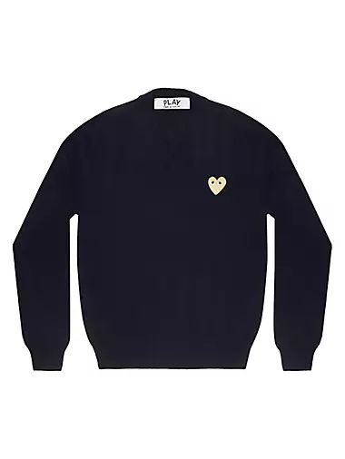 Wool V-Neck Heart Sweater