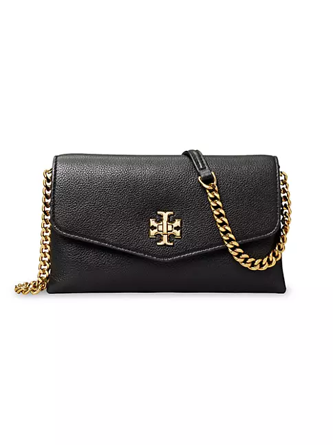 Tory Burch Kira Soft Straw Chain Wallet Color Natural Black
