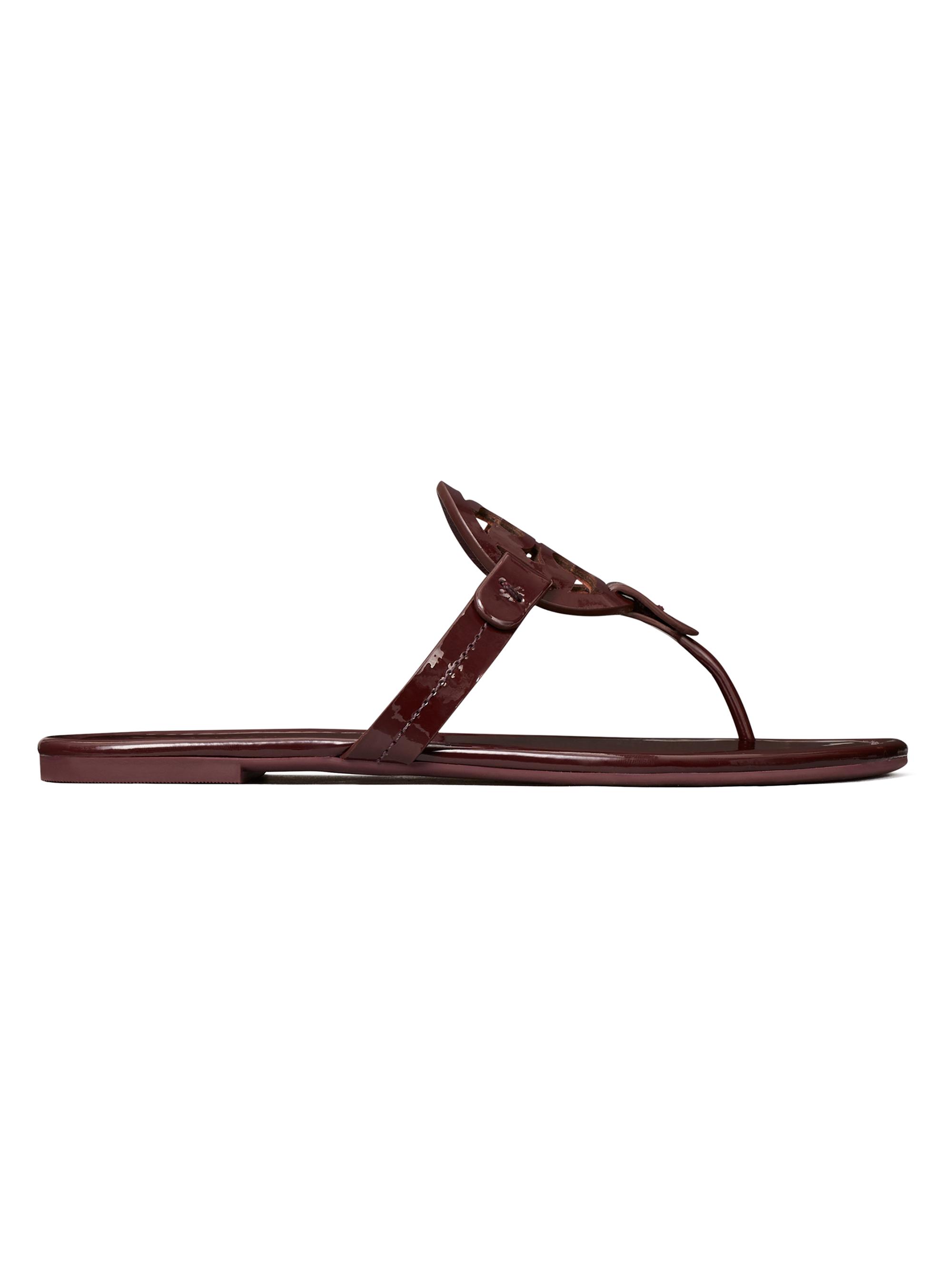 Tory Burch Women's Miller Sandal, Patent Leather - Dark Carmine