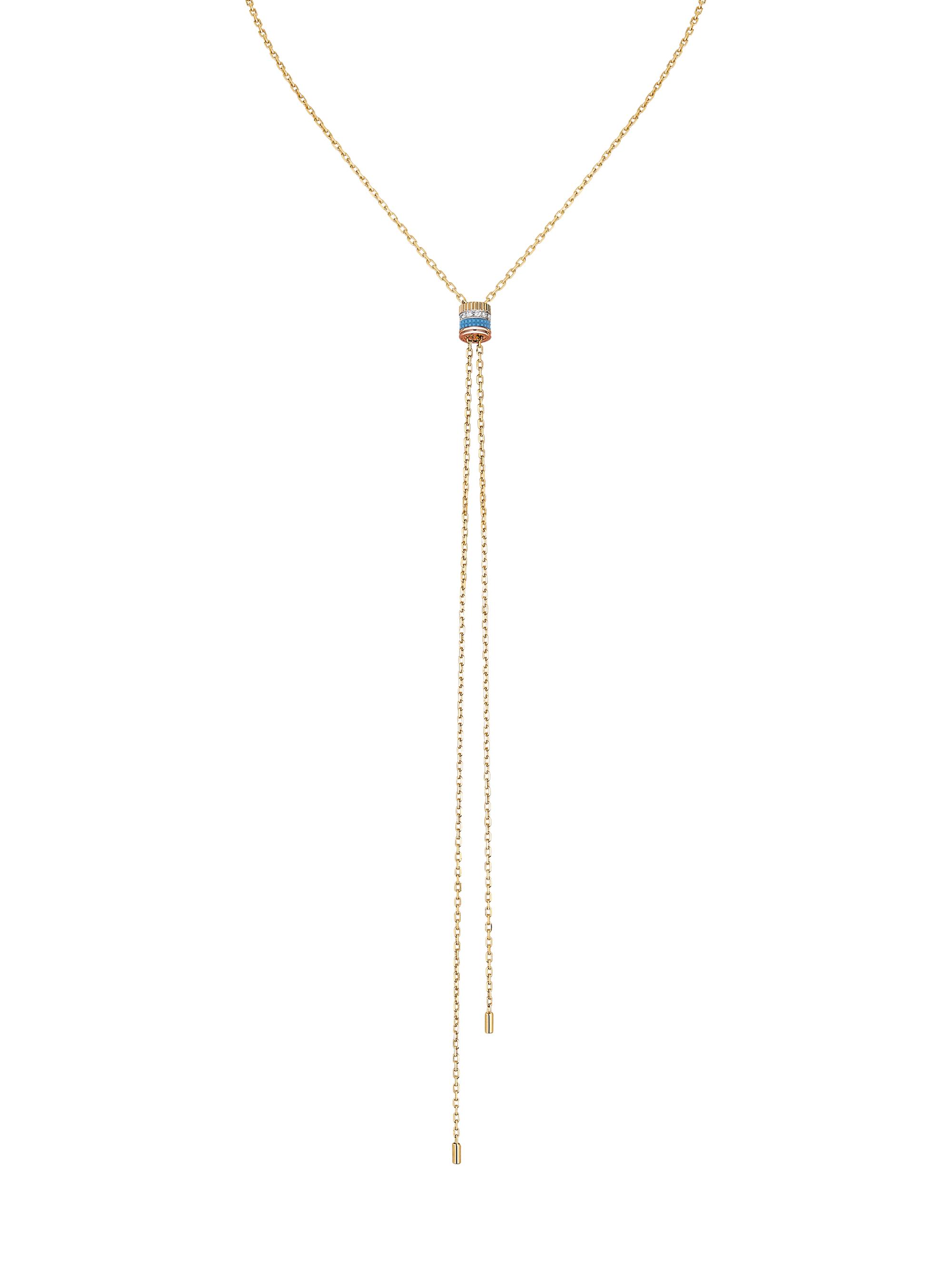 18kt yellow, rose and white gold Quatre mini tie diamond and brown PVD necklace