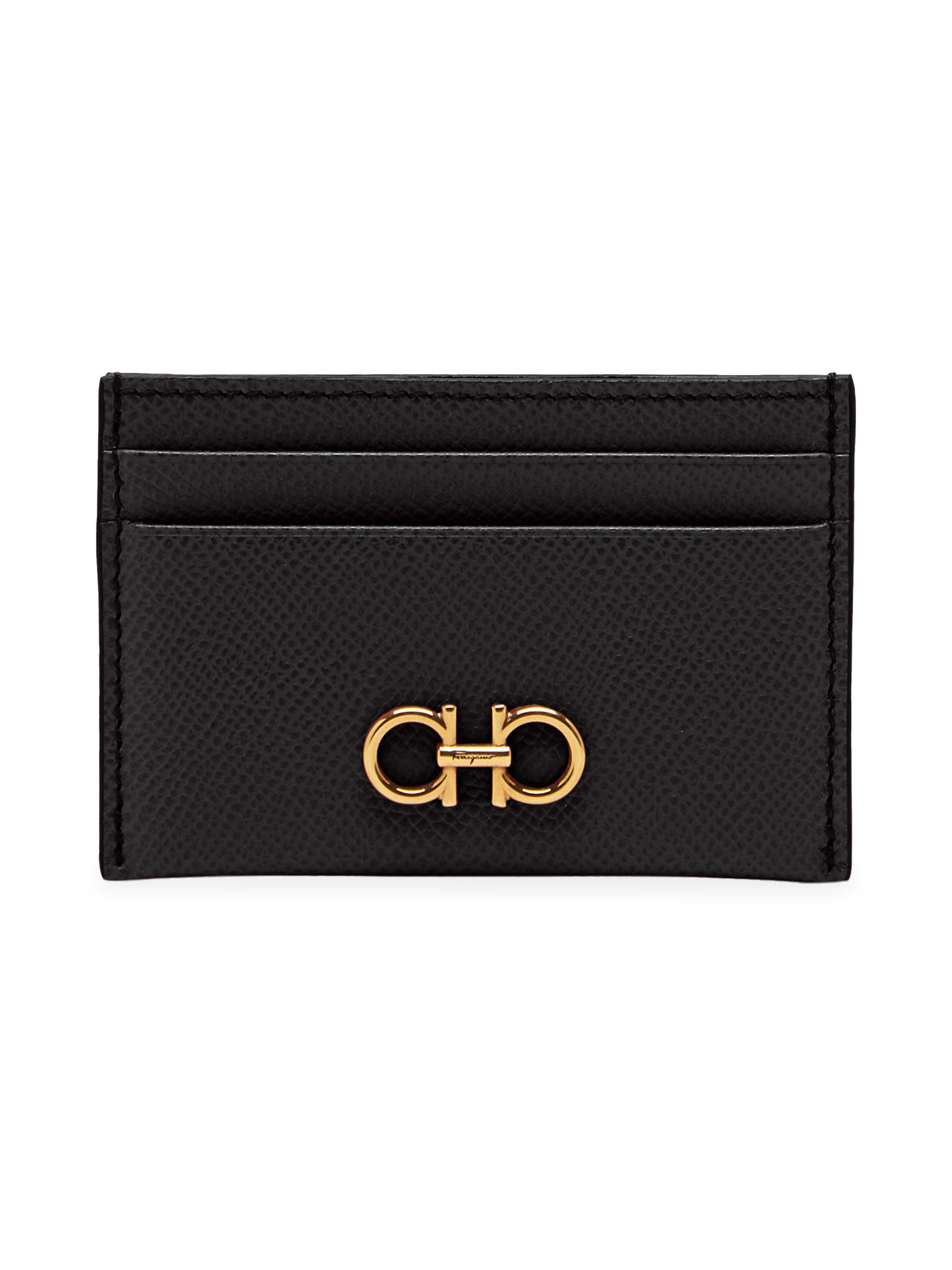 FERRAGAMO Women's Gancini Leather Card Case - Nero