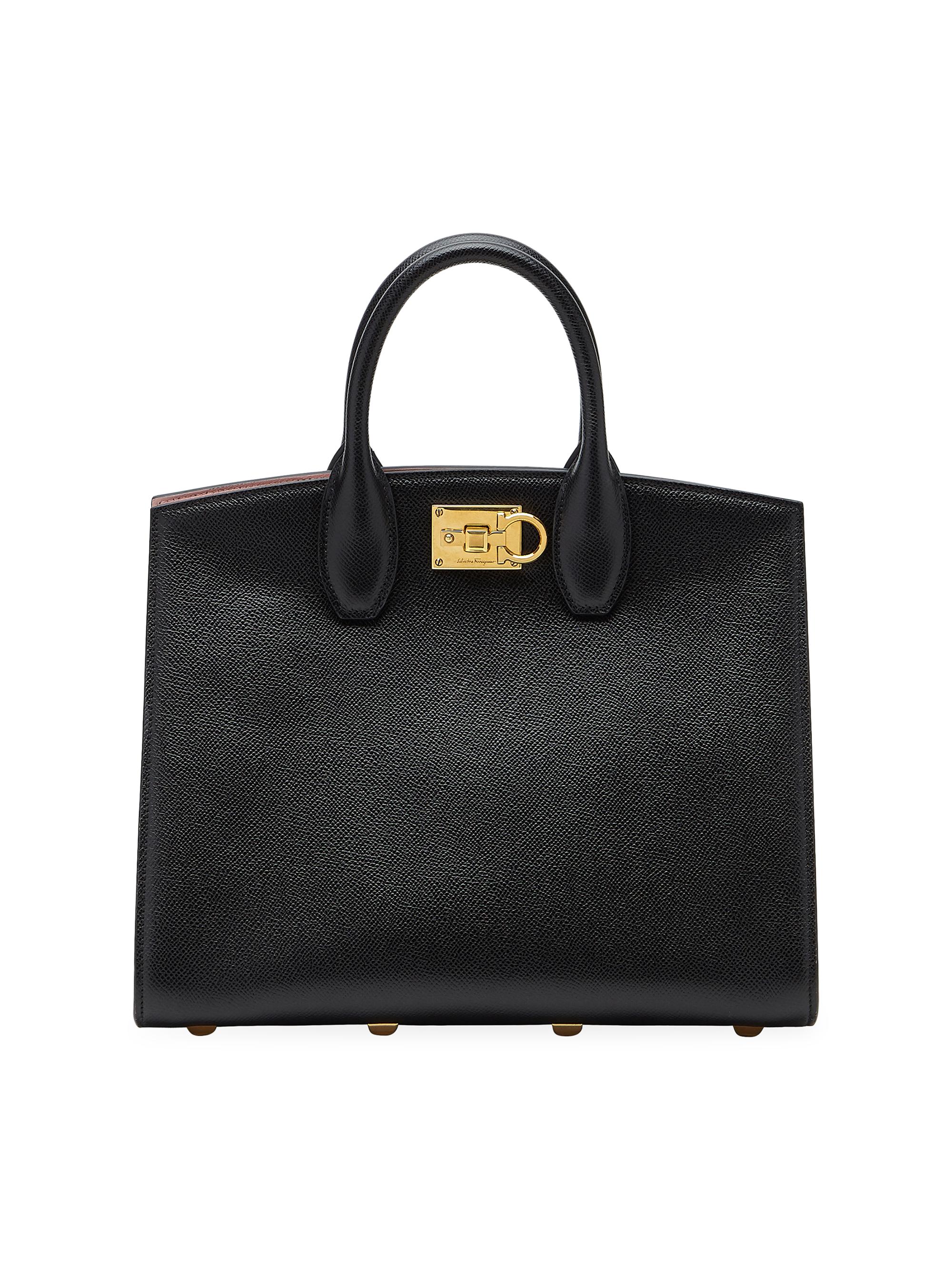 FERRAGAMO Women's Studio Leather Top Handle Bag - Black