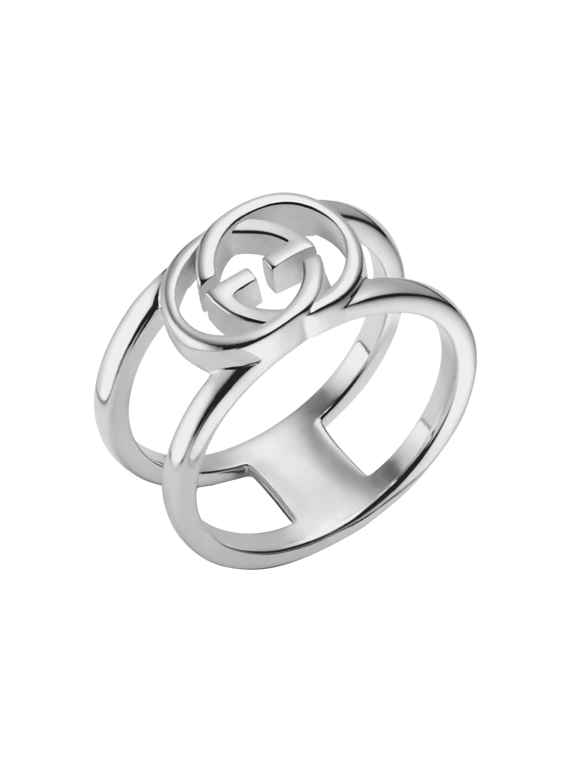 Gucci Women's Ring With Interlocking G Motif In Sterling Silver - Silver