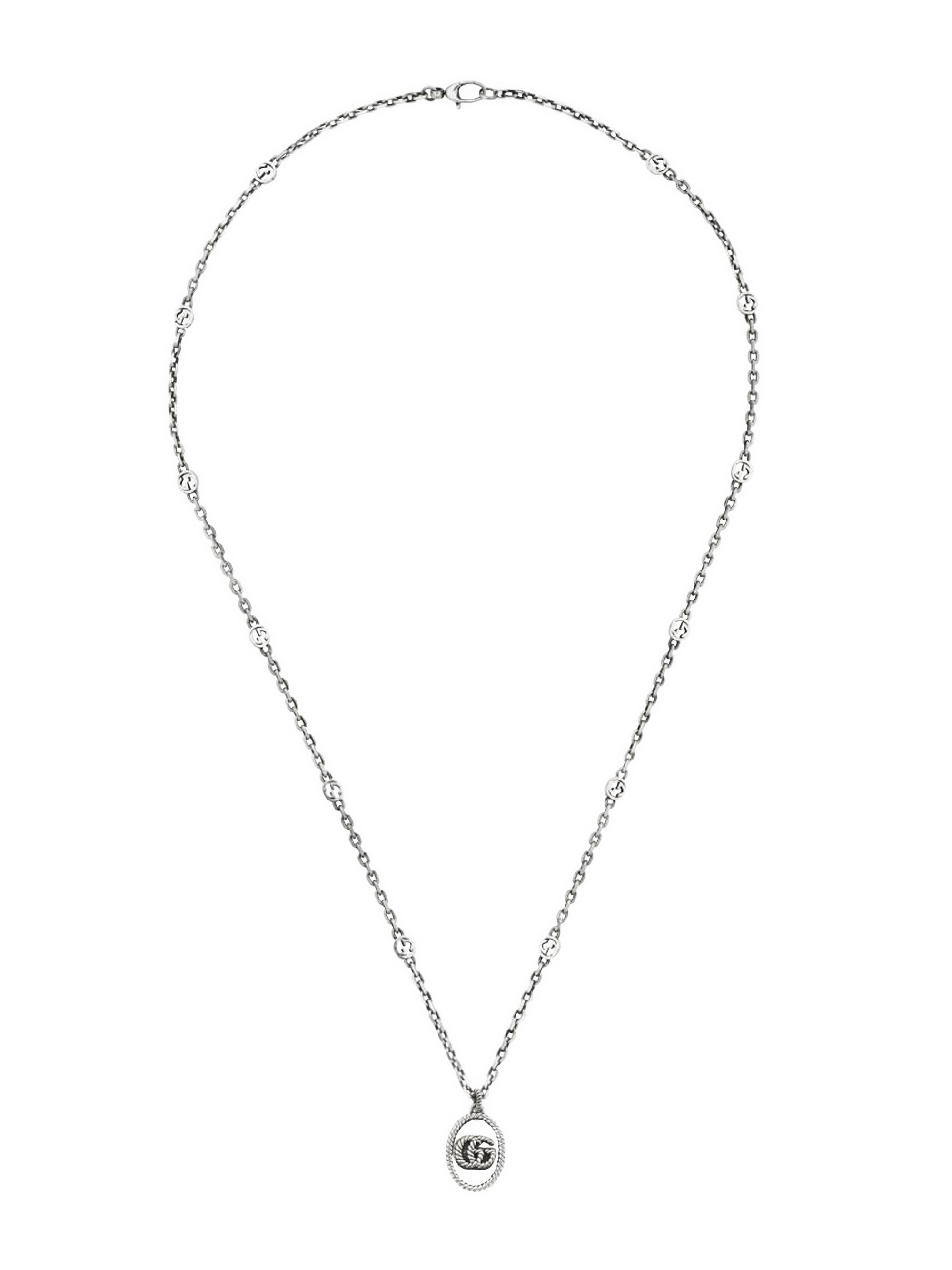 Gucci Necklace In Aged Sterling Silver With Double G Pendant