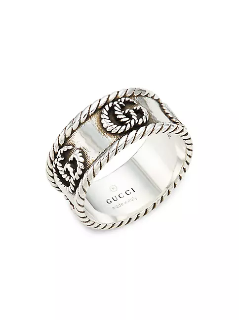 Gucci GG Marmont Cabled Sterling Silver Band Ring