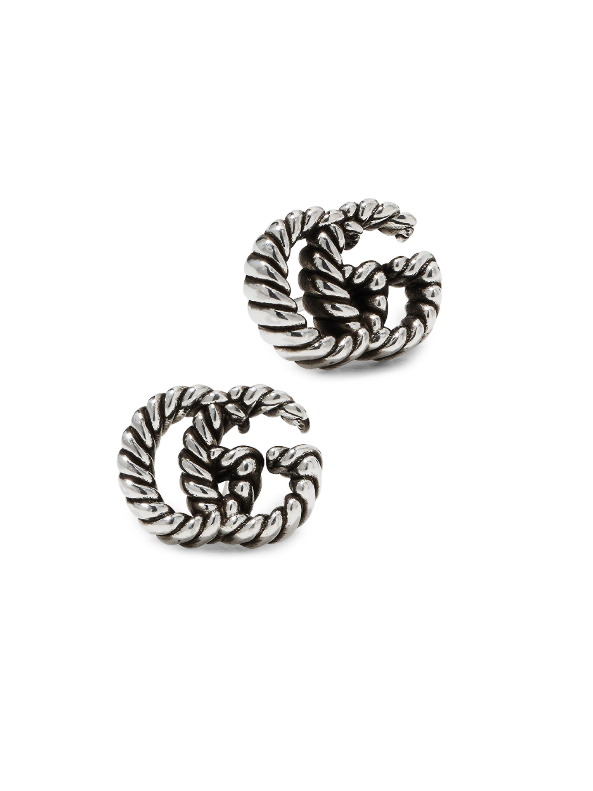 【GUCCI★グッチ】DOUBLE G EARRINGS Gucci Stud Earrings In Aged Sterling Silver With Double G Motif