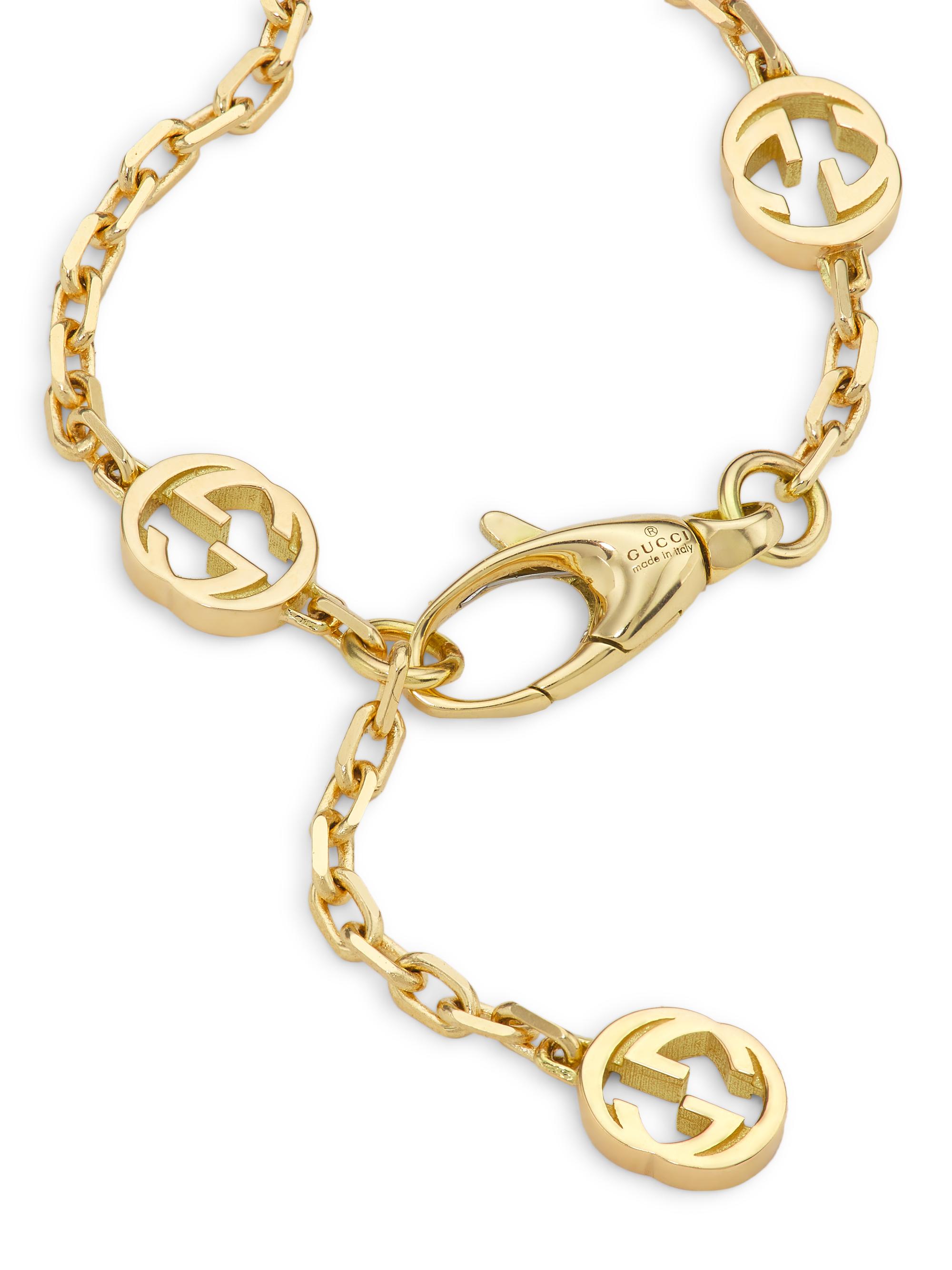 Gucci Bracelet With Interlocking G Motif In Yellow Gold | Saks