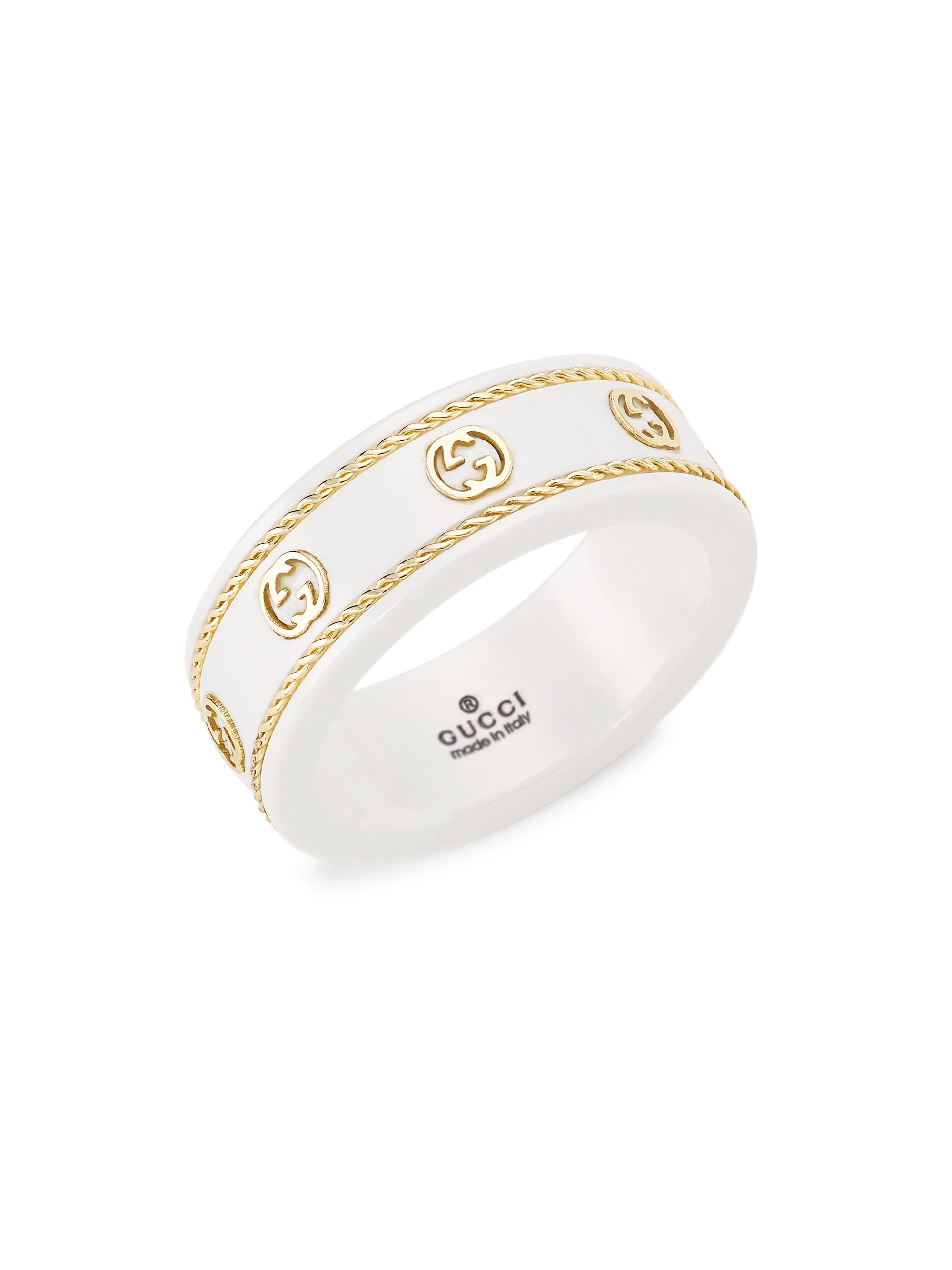 Gucci Women's Icon Ring in Yellow Gold and Zirconia - Gold
