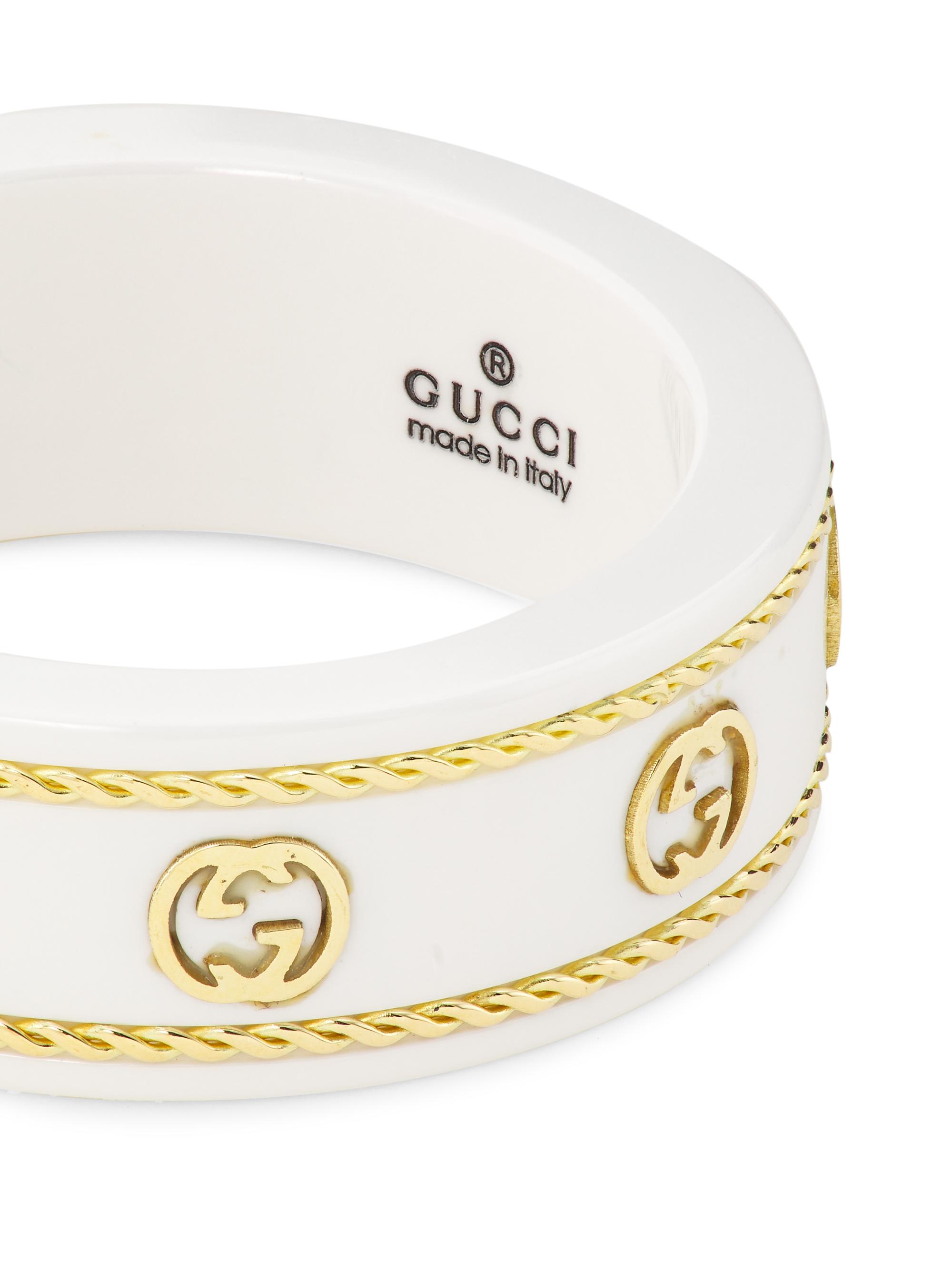 Gucci Icon Ring in Yellow Gold and Zirconia | Saks Fifth Avenue