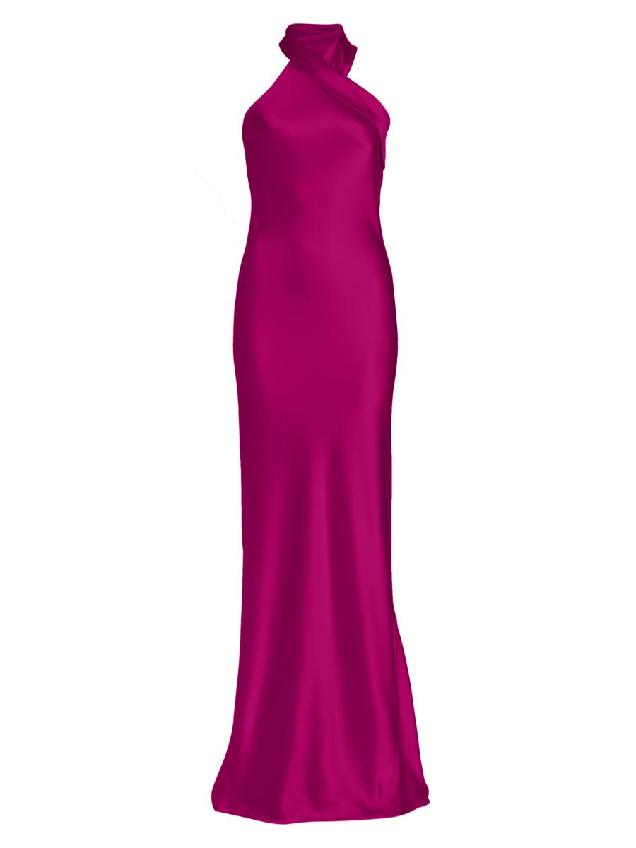 navy blue dress for baby girl Galvan Women's Pandora Asymmetrical Bias Cut Dress In Emerald main image 0