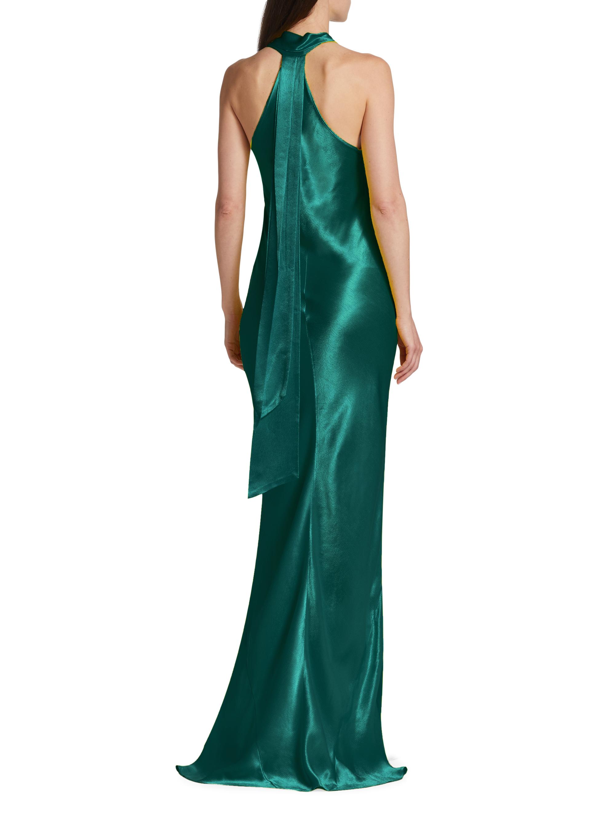 Galvan London Women's Pandora Asymmetrical Bias Cut Dress - Emerald | Thumbnail 5