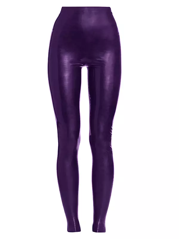 high-waist latex leggings, Saint Laurent
