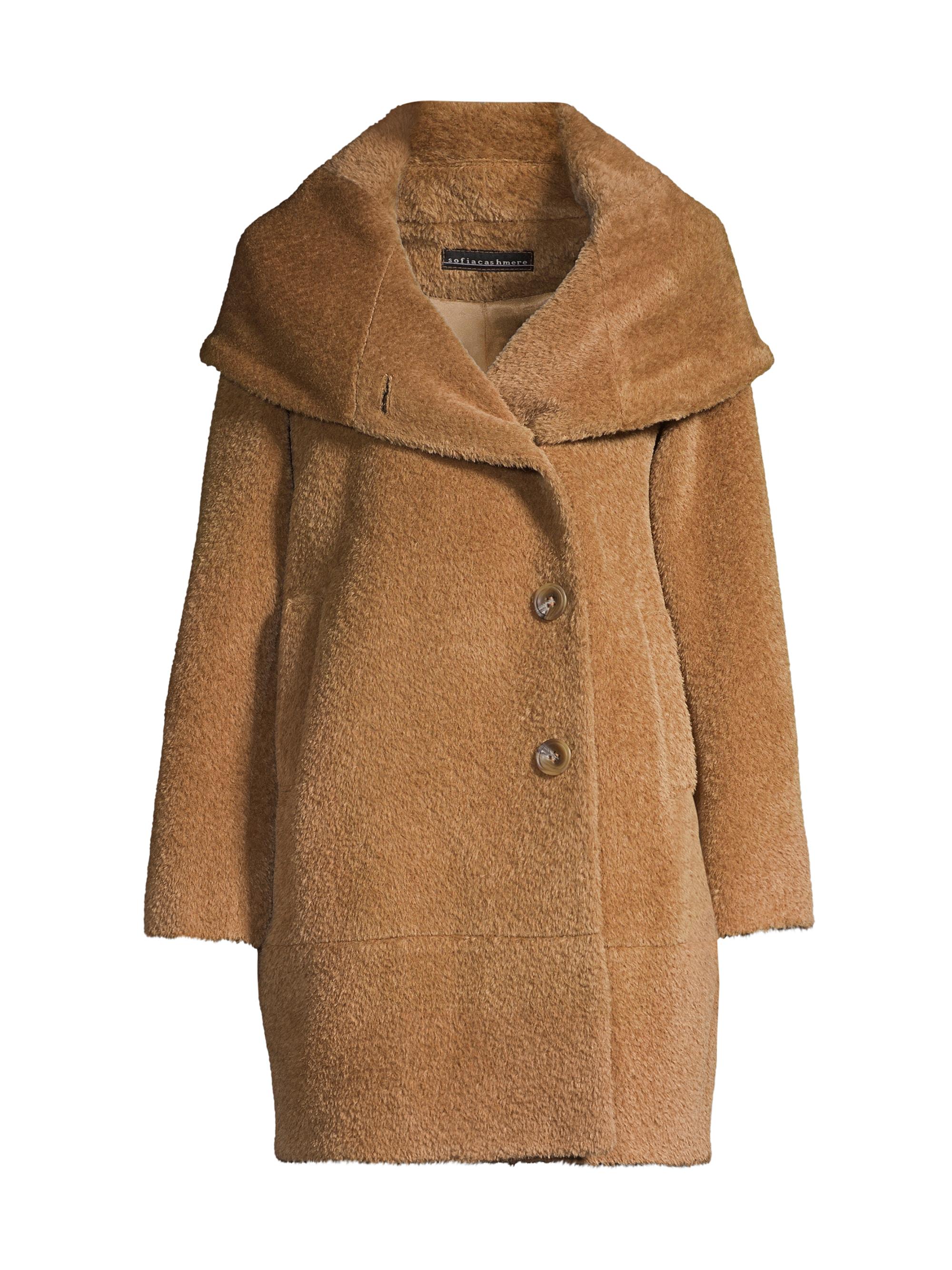 Sofia Cashmere Women's Alpaca & Wool Boucle Cocoon Coat - Camel