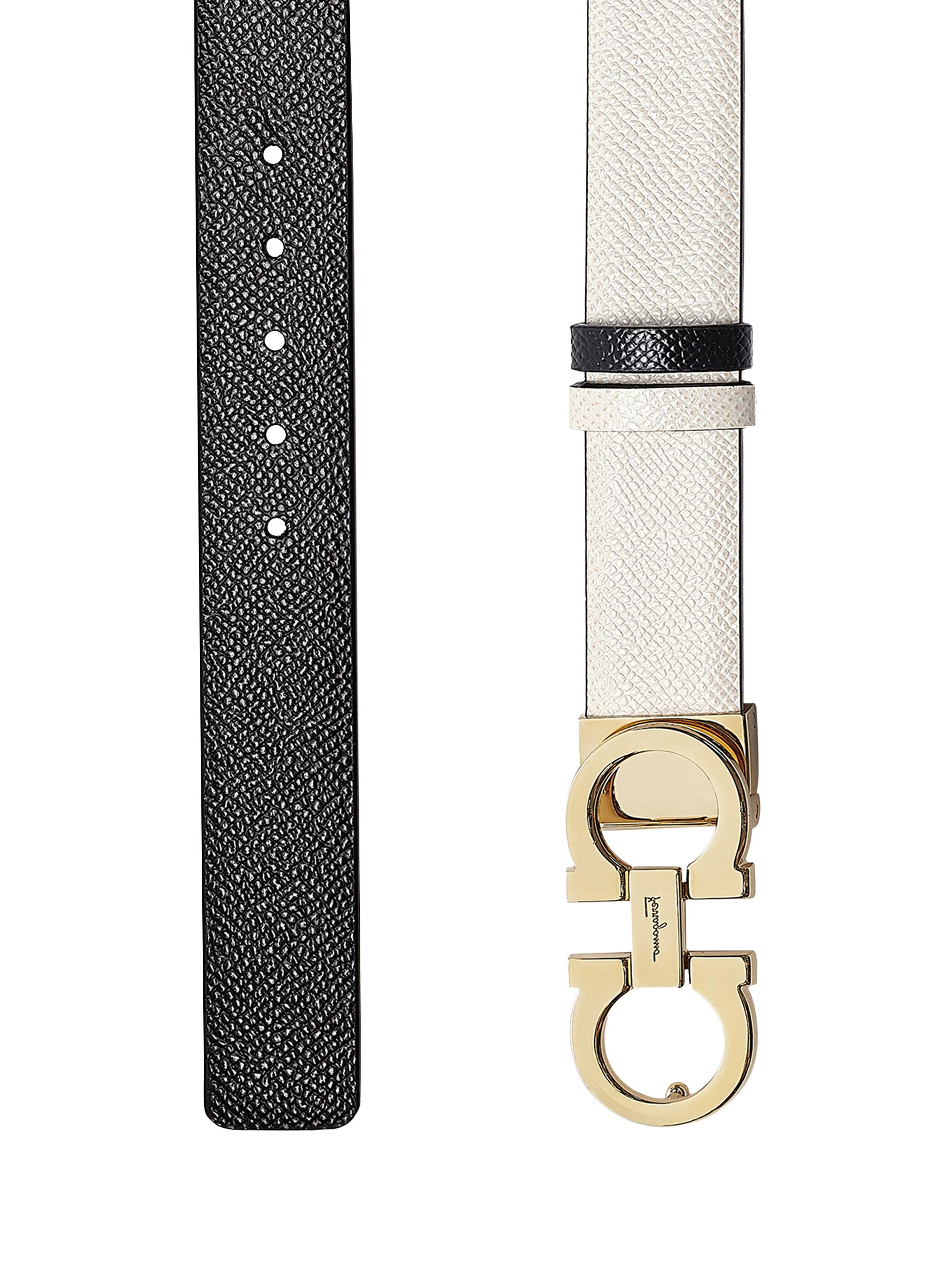FERRAGAMO Women's Donna Gancini Buckle Reversible Leather Belt - Bone | Thumbnail 3