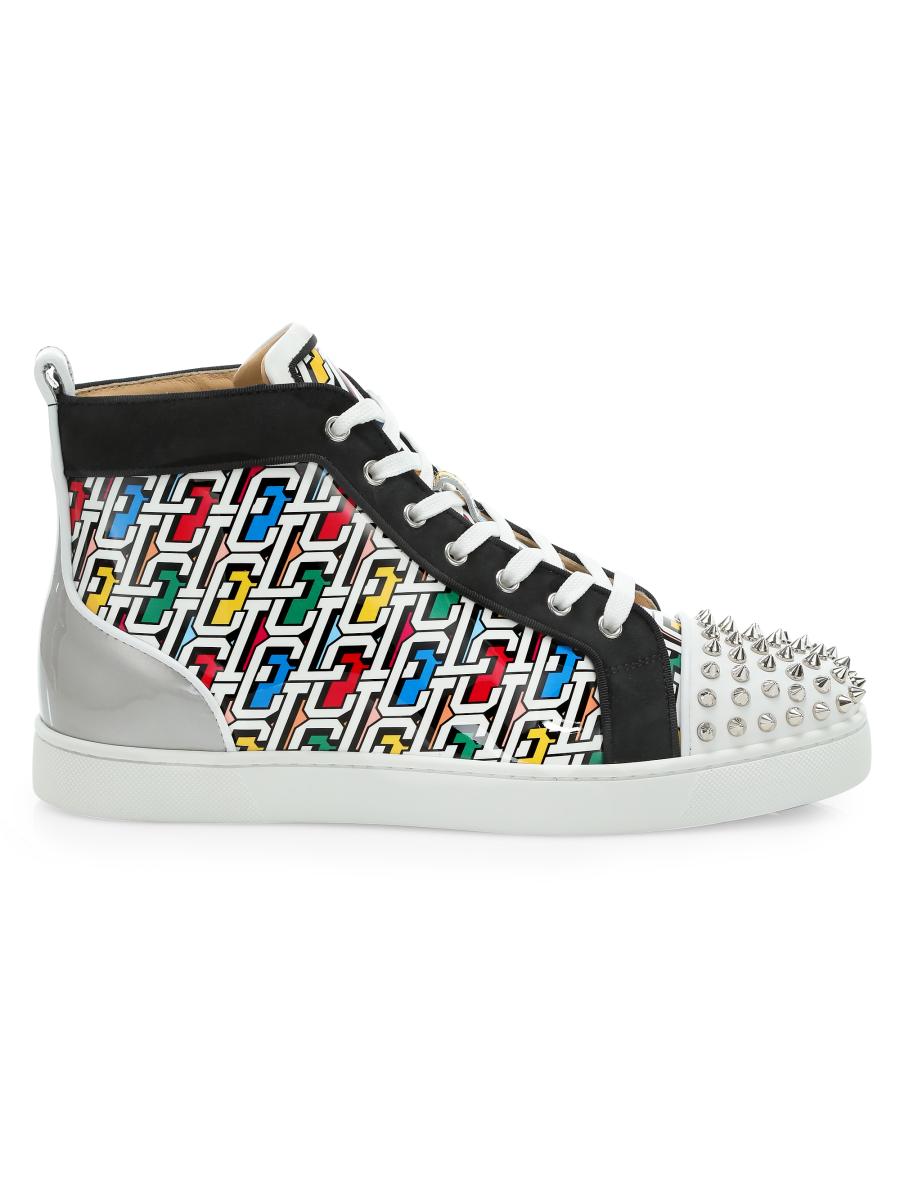Christian Louboutin Lou Spikes Orlato Flat High-Top Sneakers