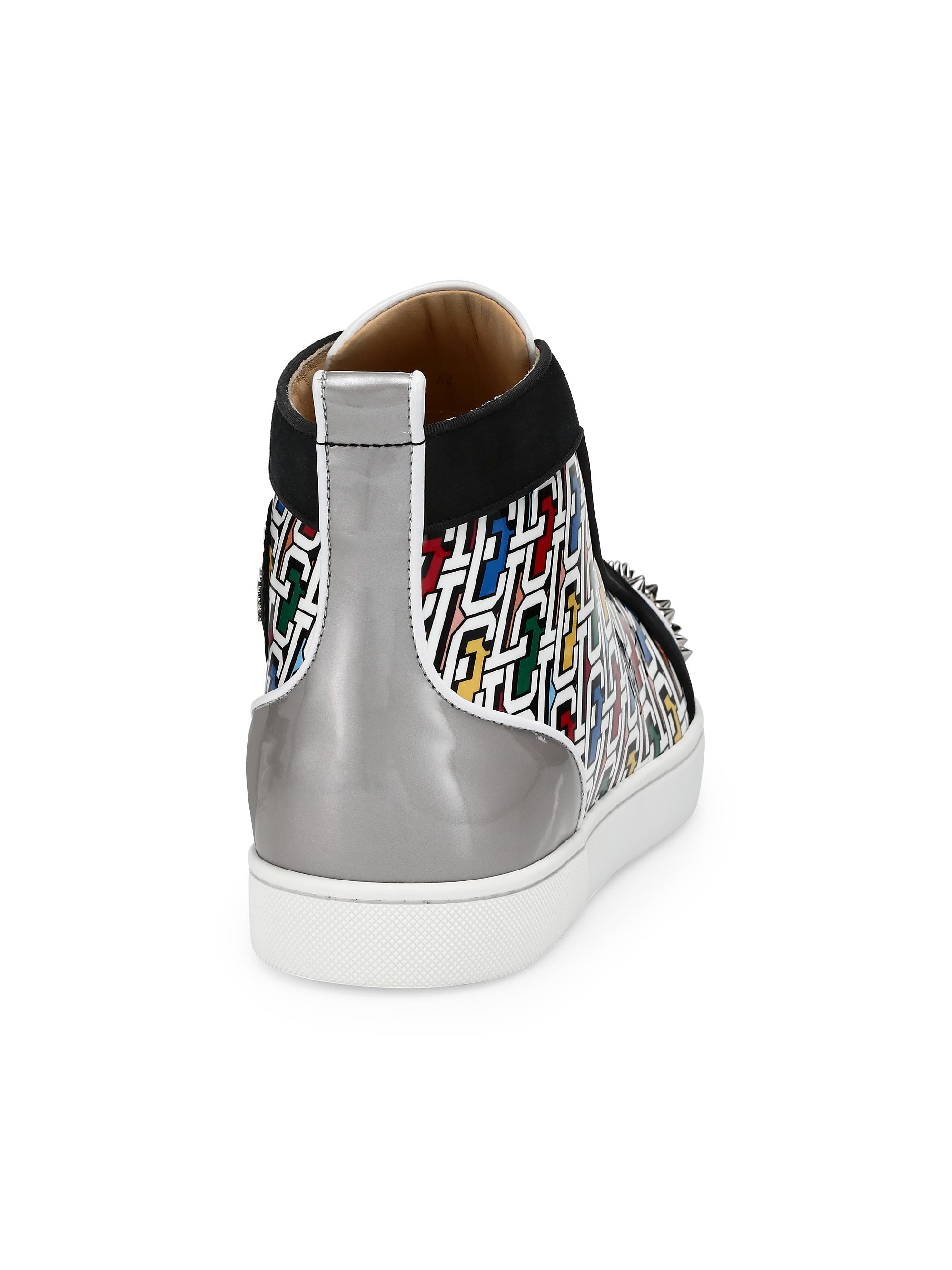 Christian Louboutin Lou Spikes Orlato Flat High-Top Sneakers