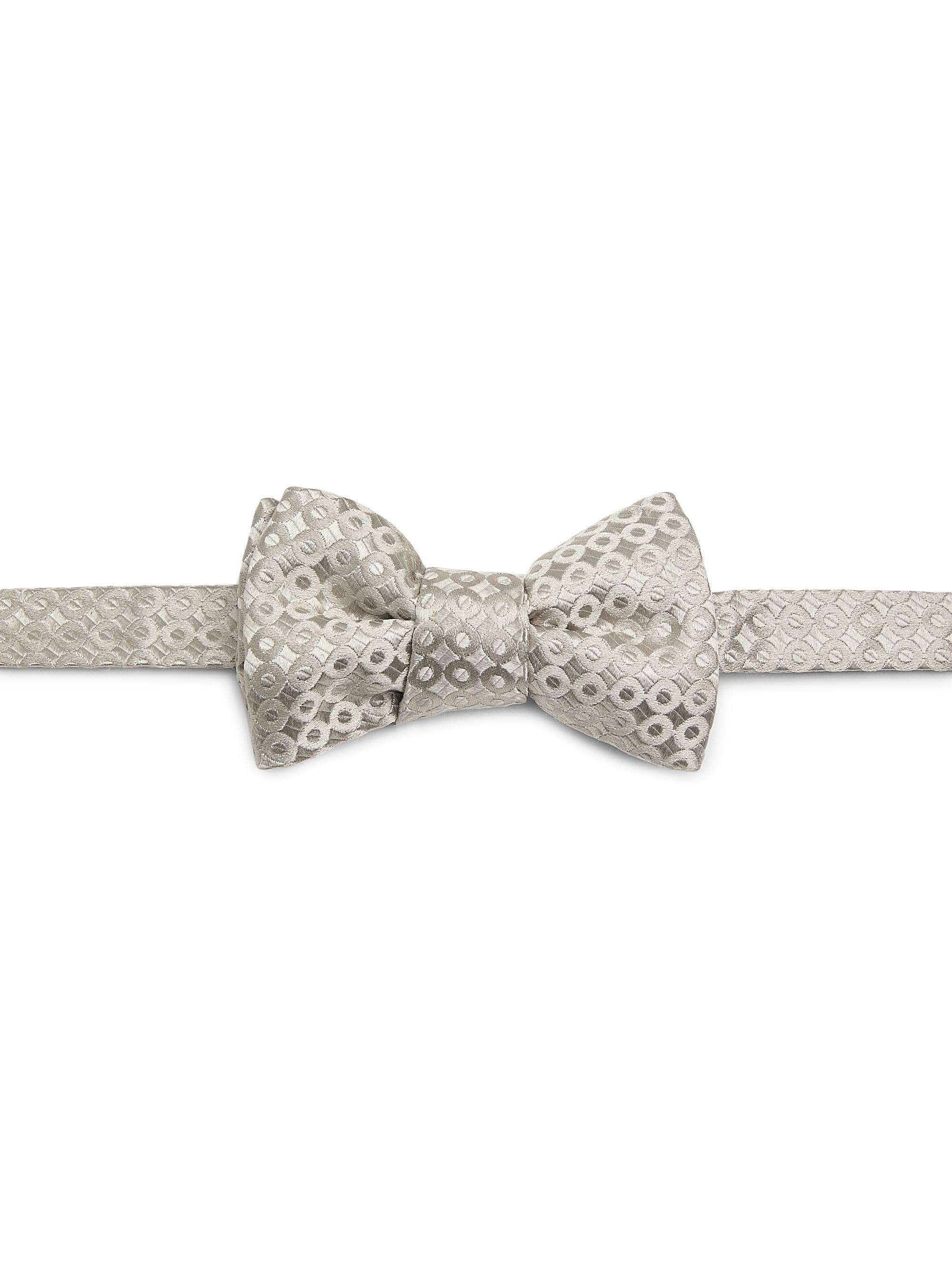 Charvet Men's Circle Silk Bow Tie - Silver