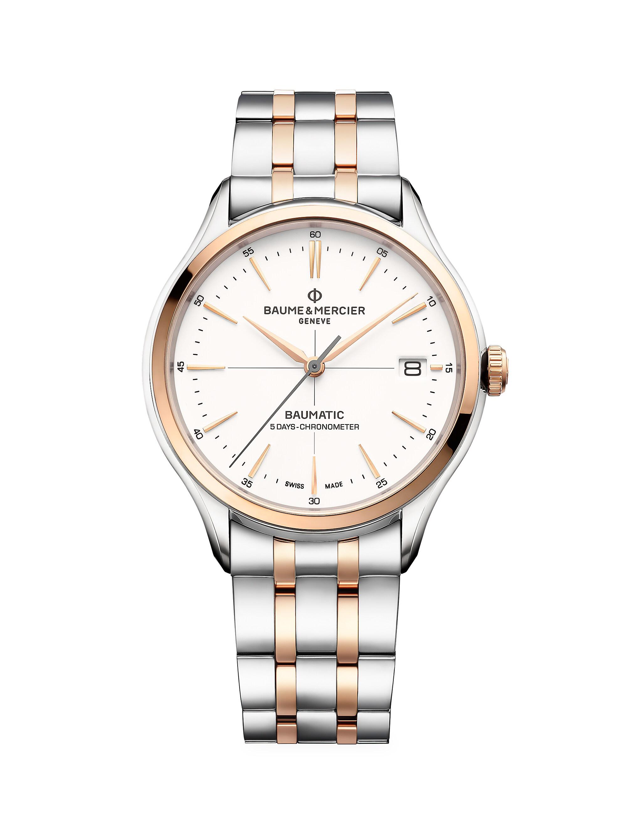 Baume & Mercier Women's Clifton Baumatic Stainless Steel & Rose Gold Capped Bracelet Chronometer Watch - Stainless Steel