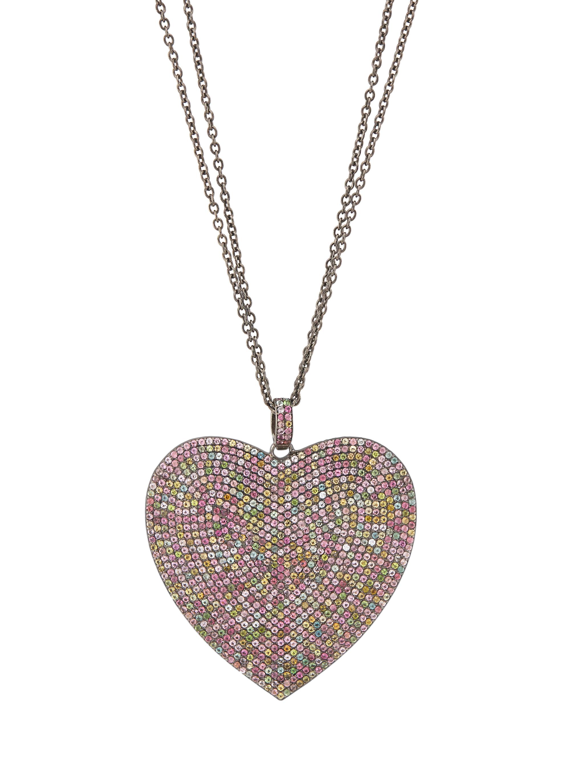 Nina Gilin Women's Sterling Silver & Tourmaline Heart Pendant Necklace