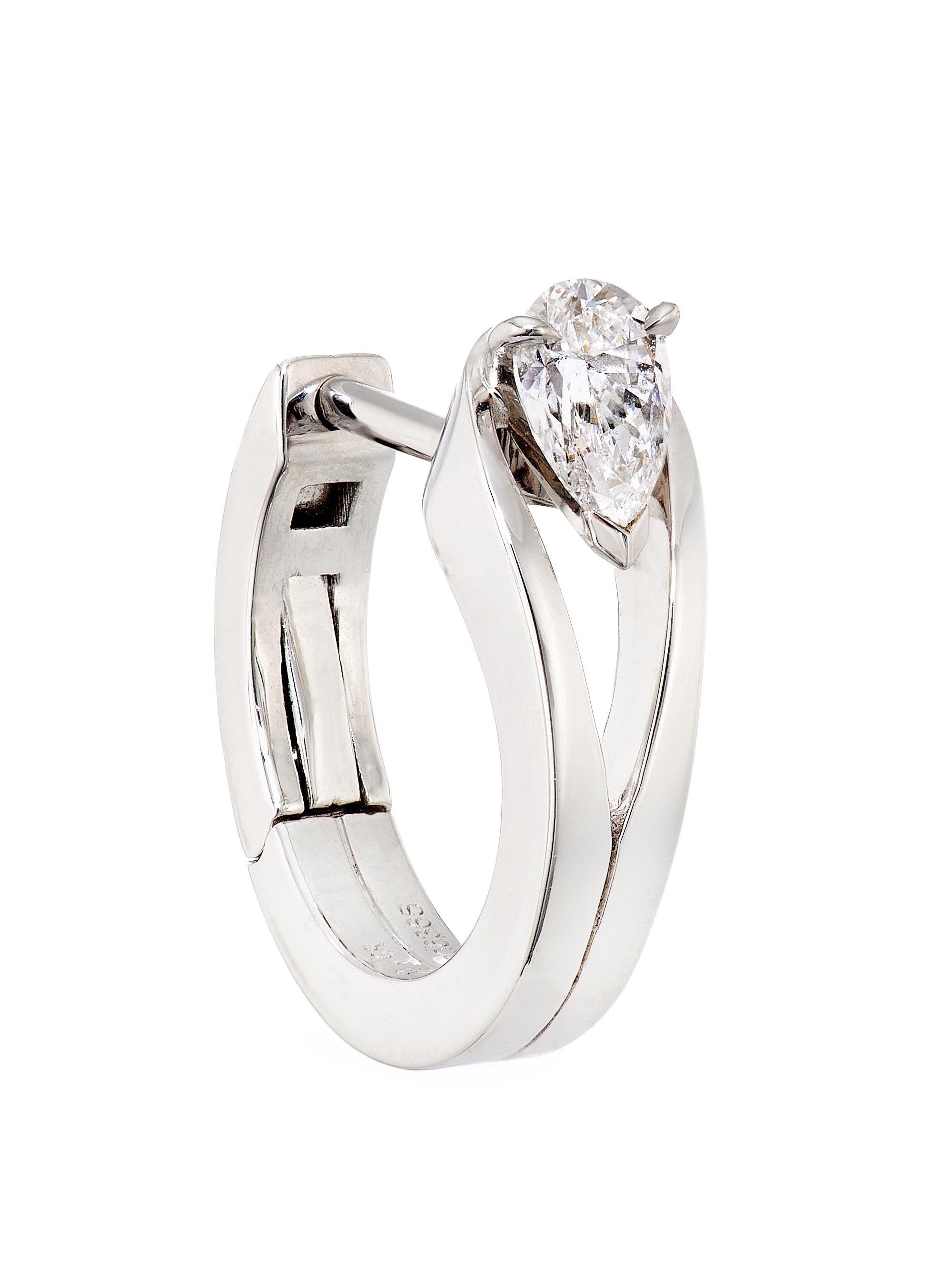 Repossi Women's Serti Inversé 18K White Gold & Diamond Single Hoop Earring - White Gold